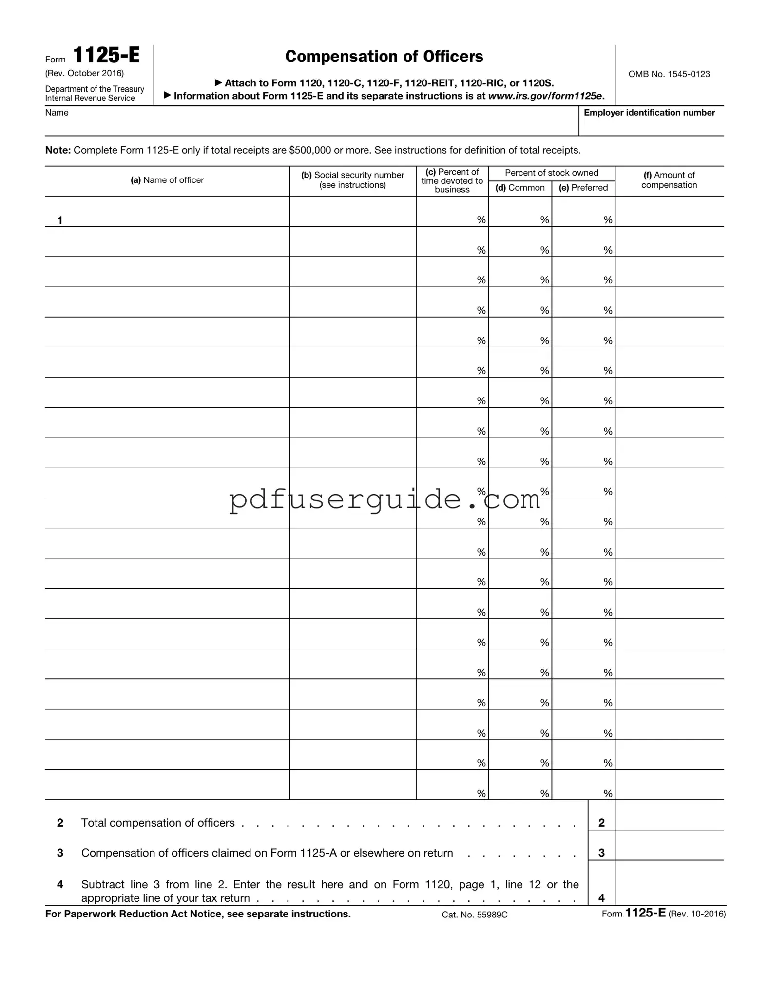 Free 1125E Form in PDF