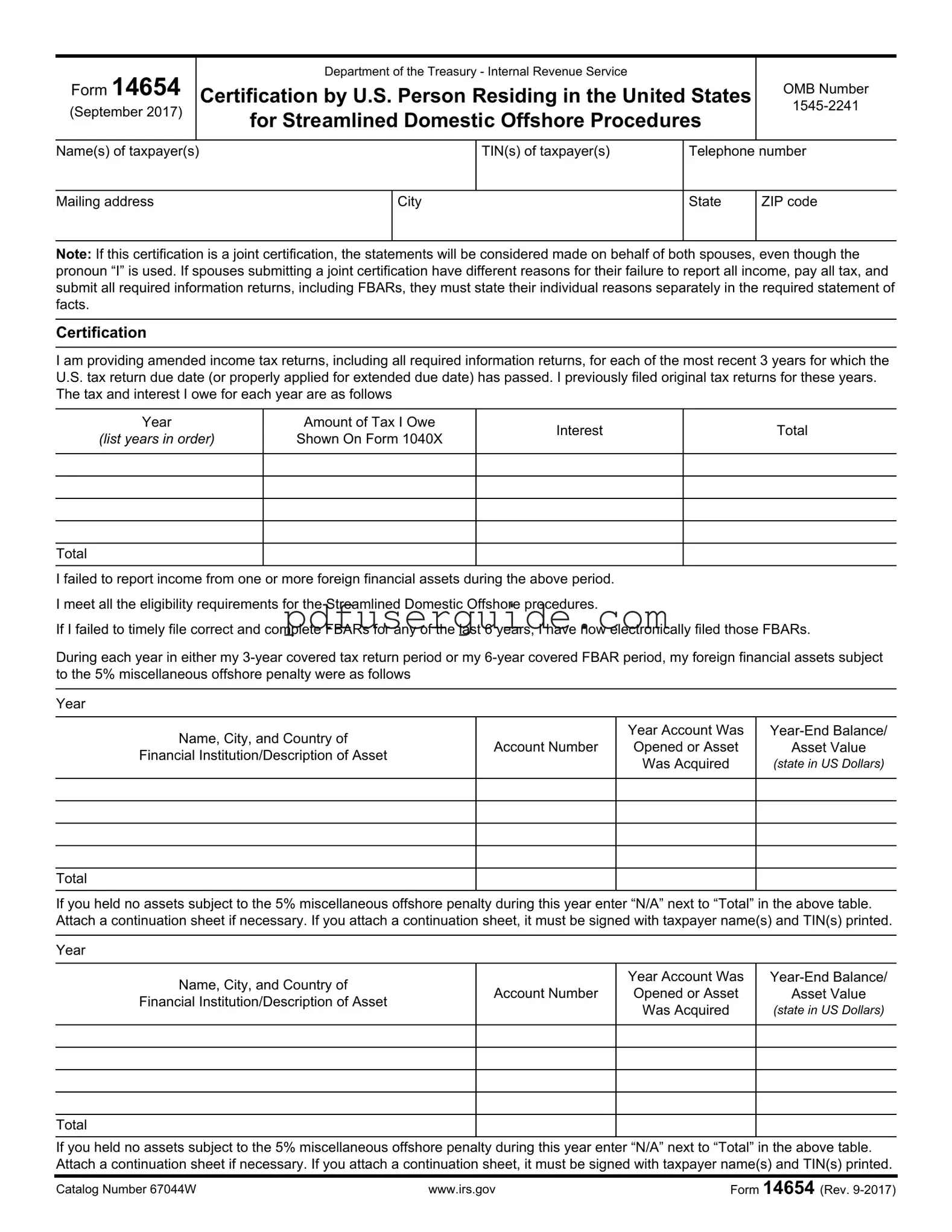 Free 14654 Form in PDF