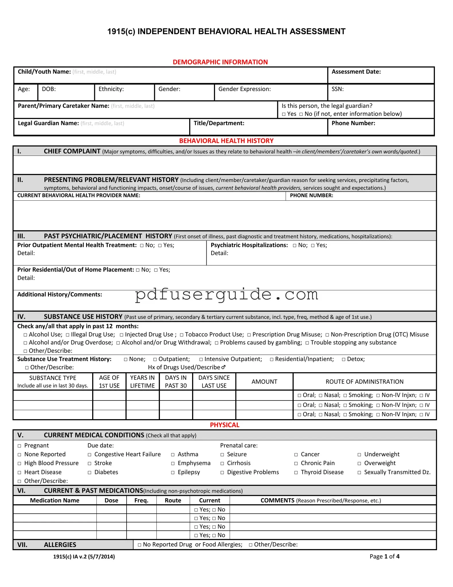 Free 1915 C Assessment Form in PDF