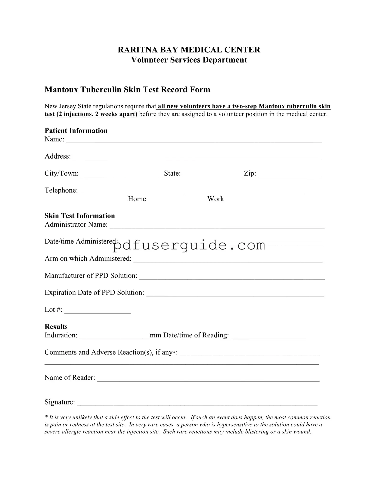 Free 2 Step Tb Test Form in PDF