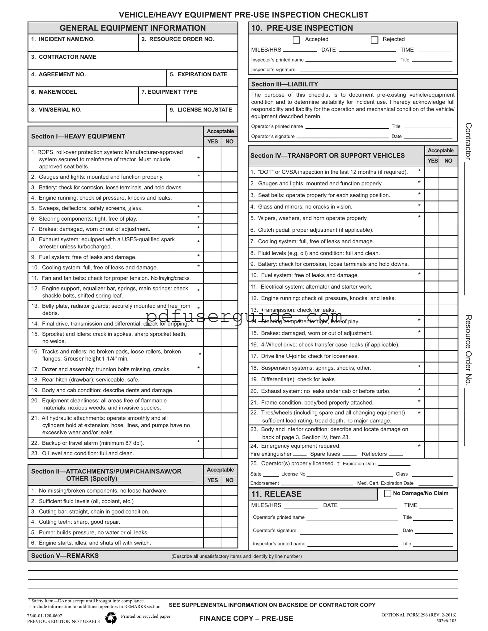 Free 296 Form in PDF