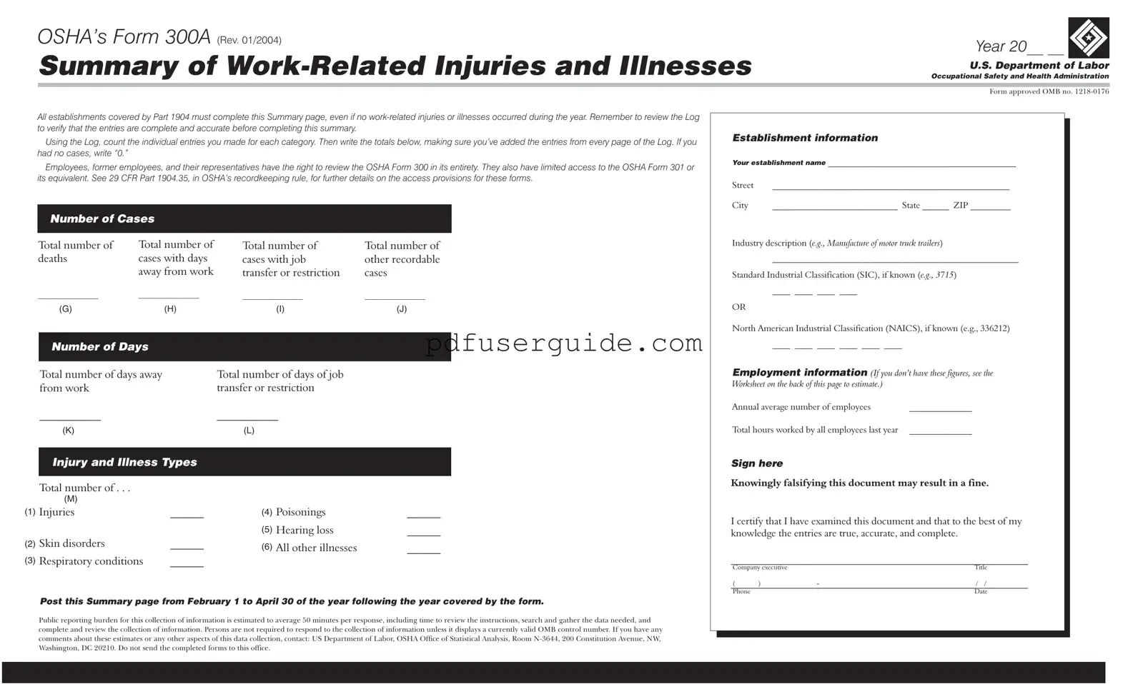 Free 300A Osha Form in PDF