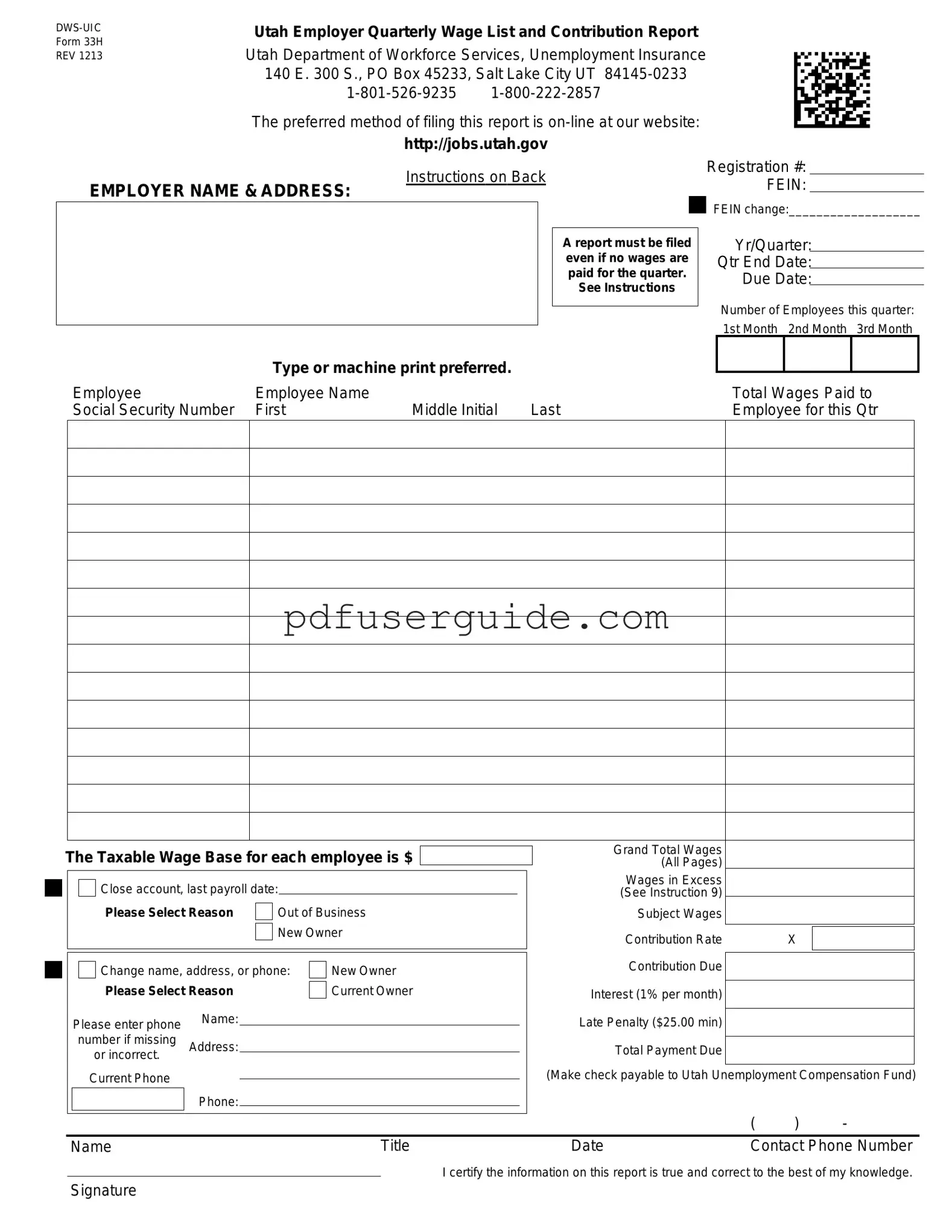 Free 33H Form in PDF