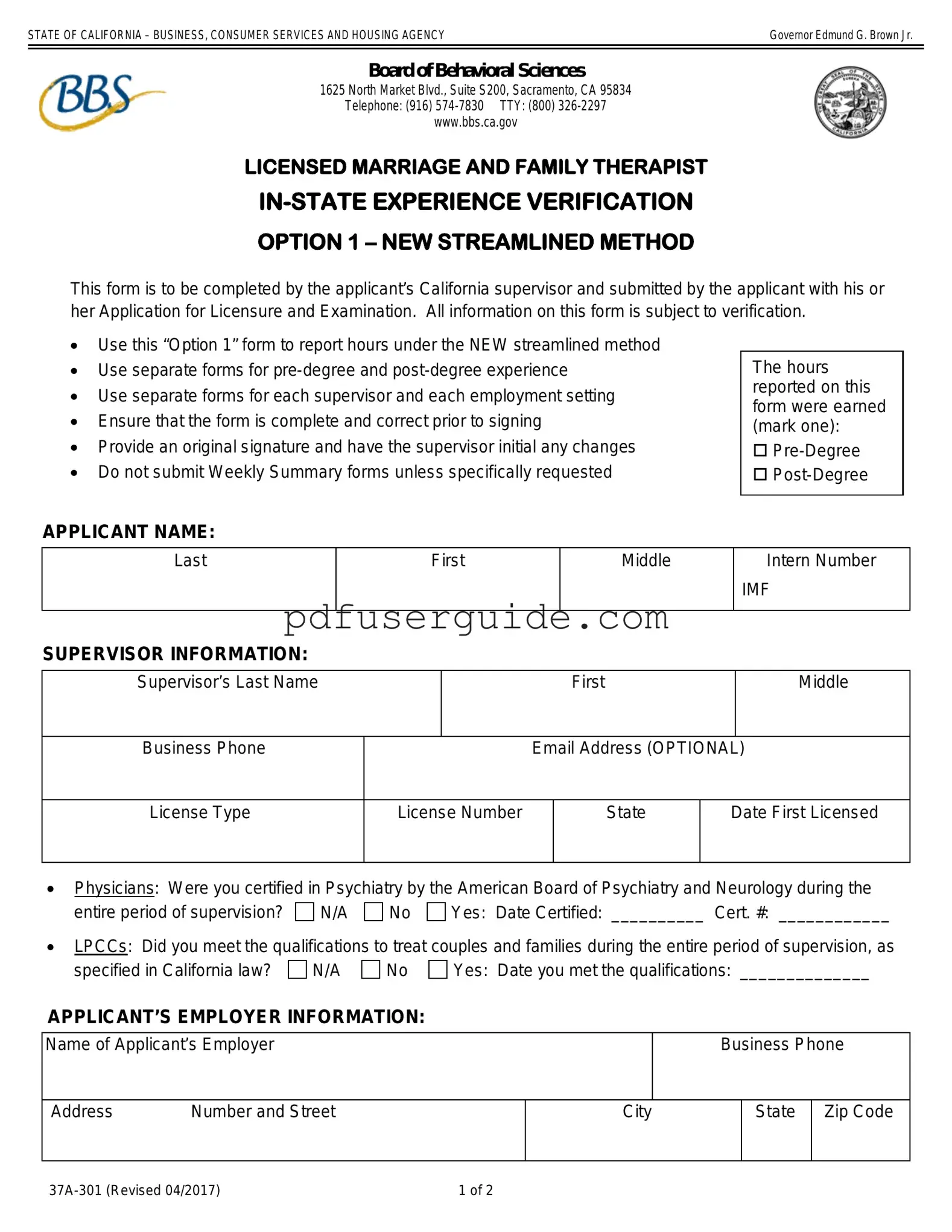 Free 37A 301A Form in PDF