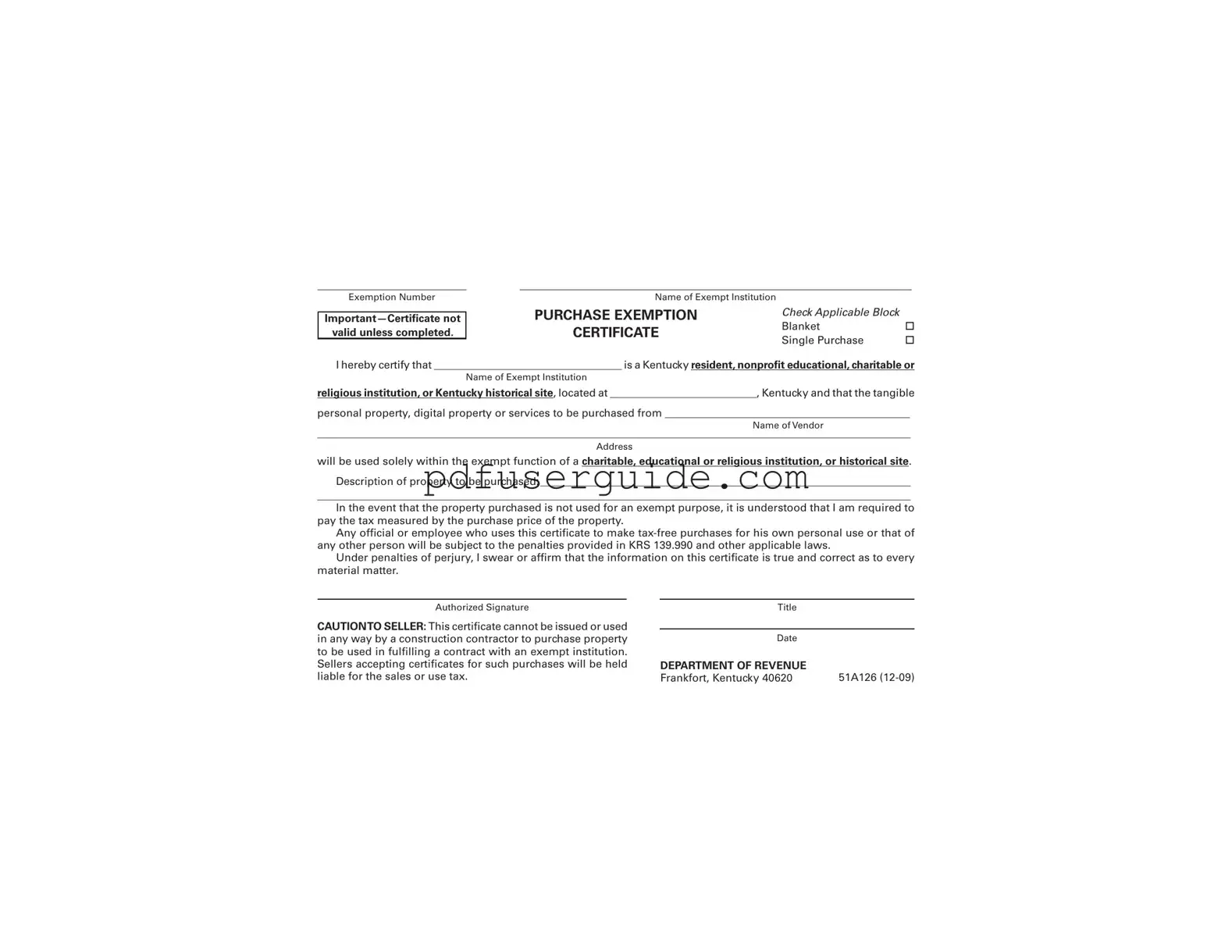 Free 51A126 Form in PDF