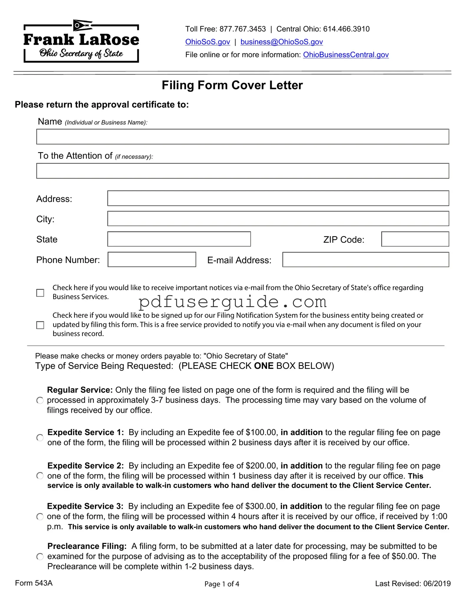 Free 543A Form in PDF