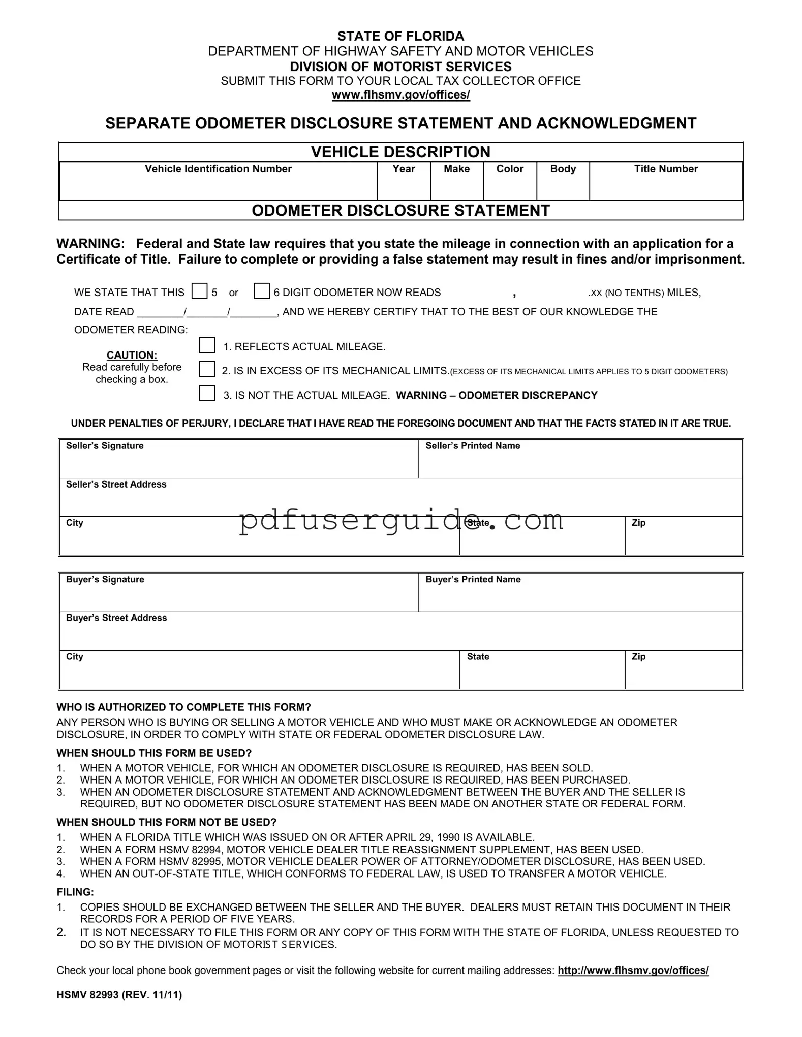 Free 82993 Form in PDF