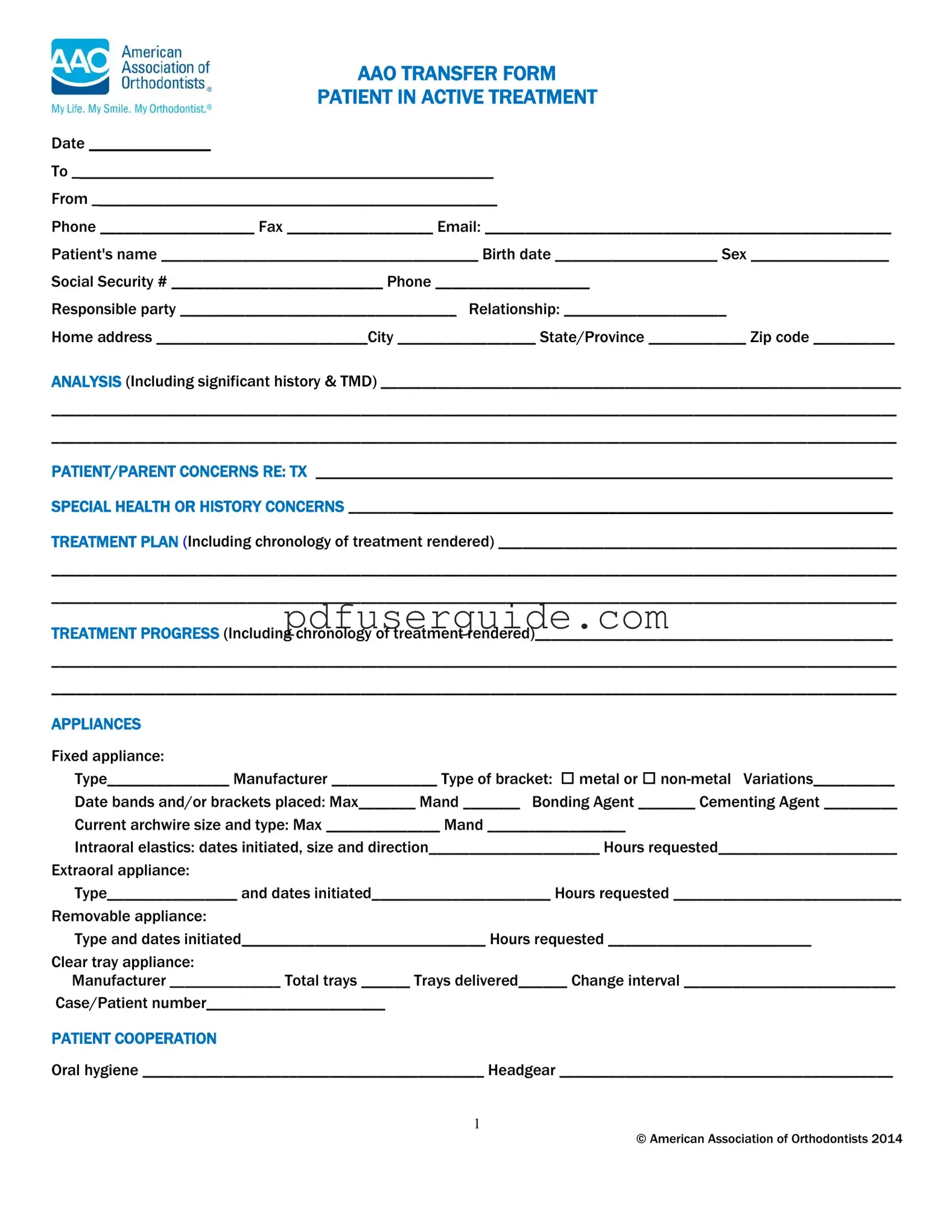 Free Aao Transfer Form in PDF