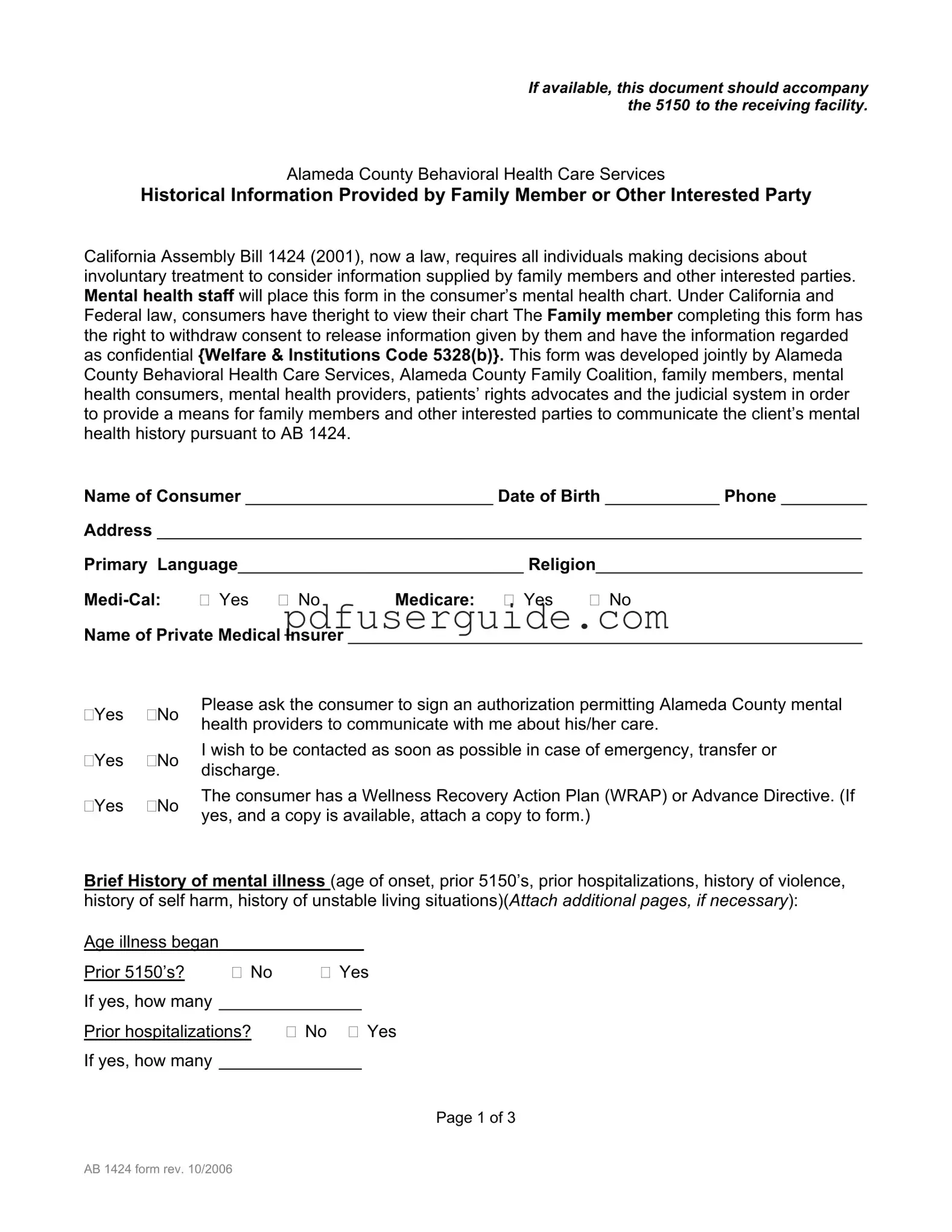 Free Ab 1424 Form in PDF