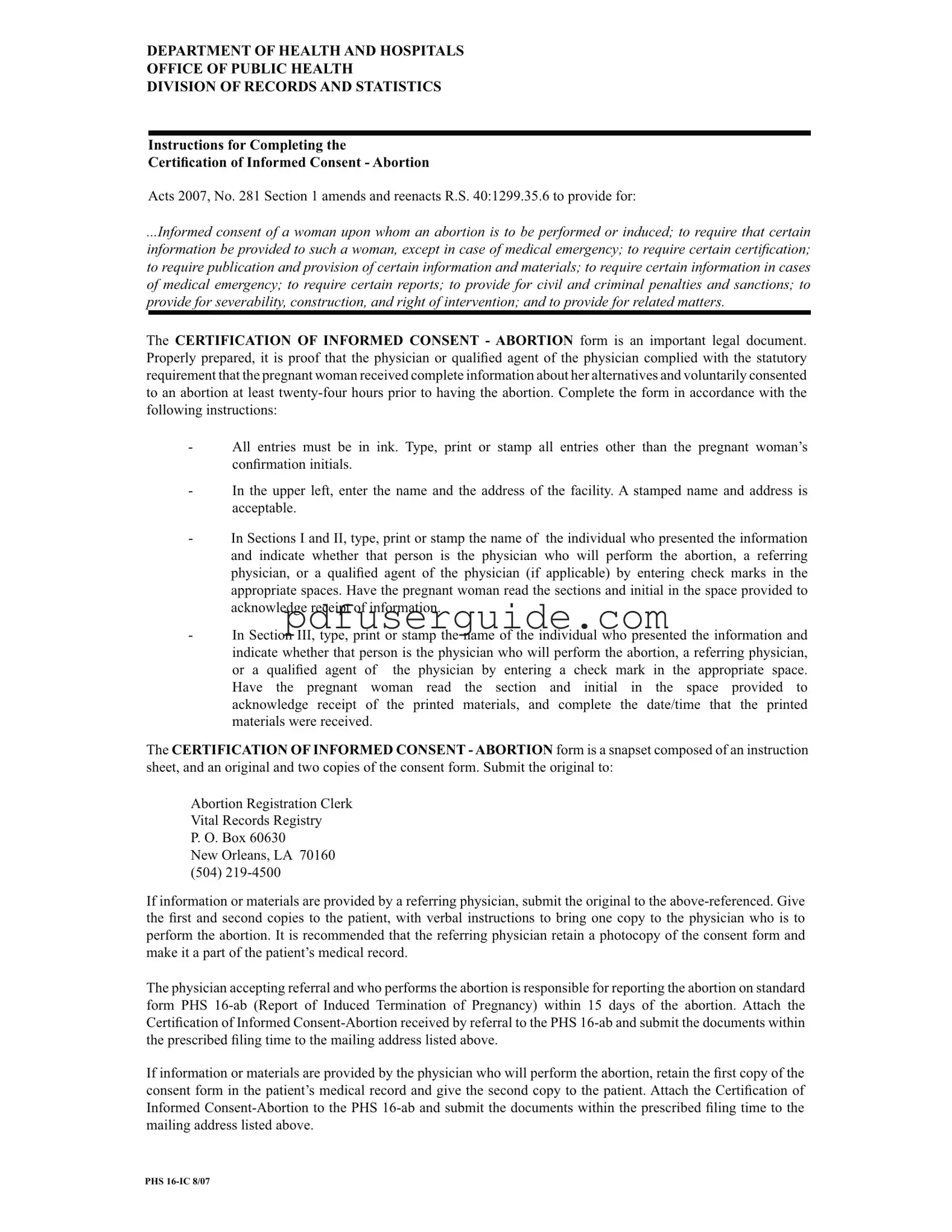 Free Abortion Paper Form in PDF