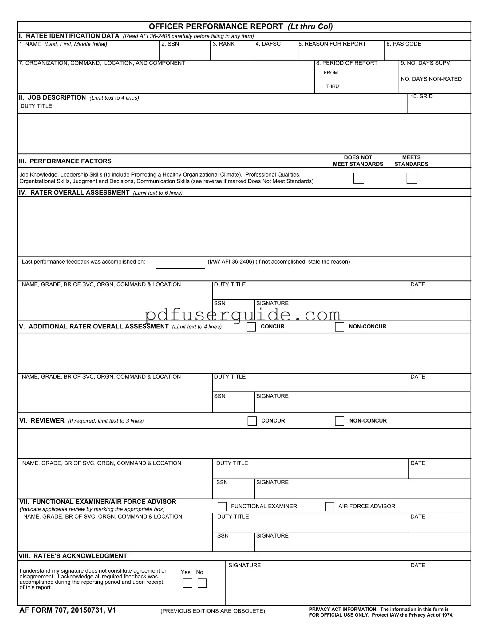 Free Af 707 Form in PDF
