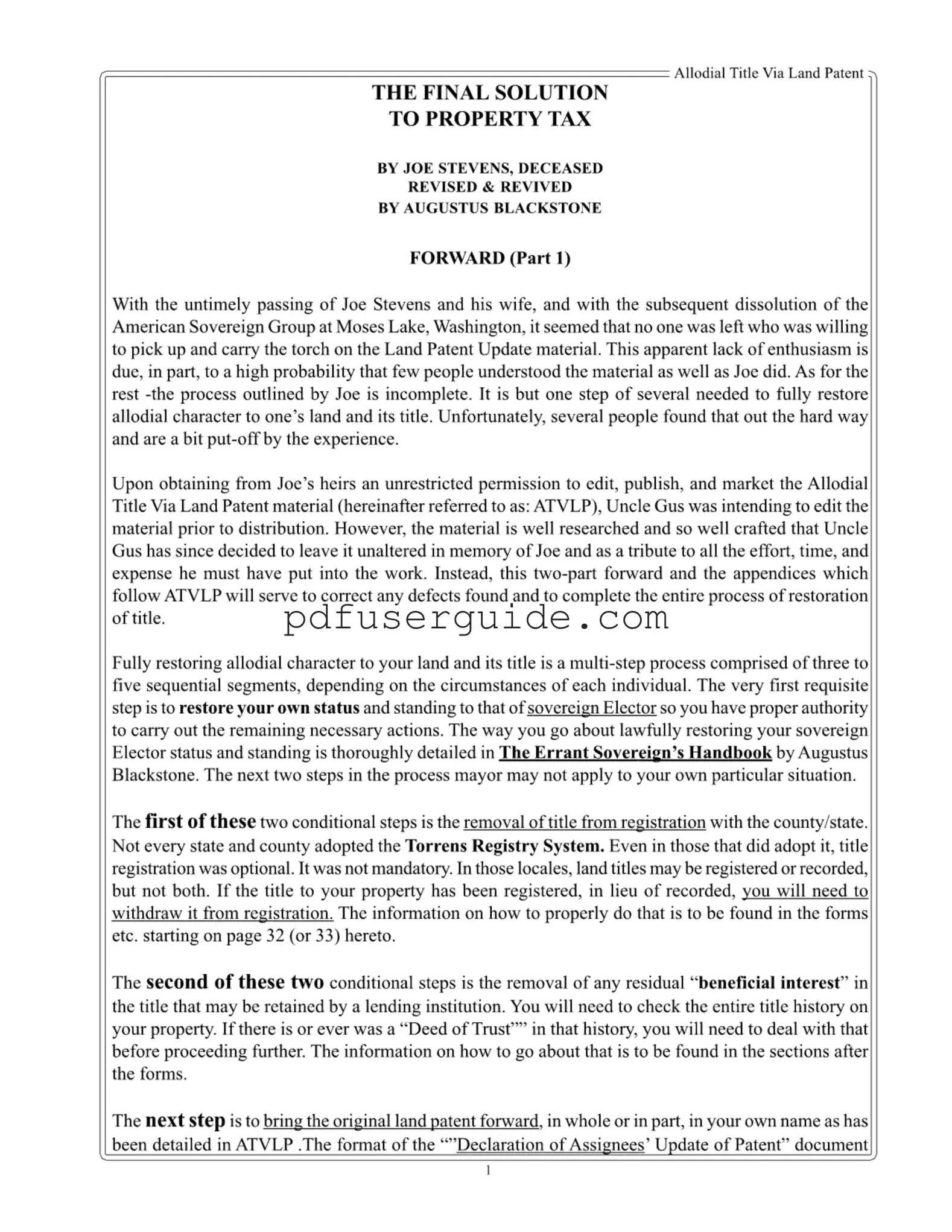 Free Allodial Title Form in PDF