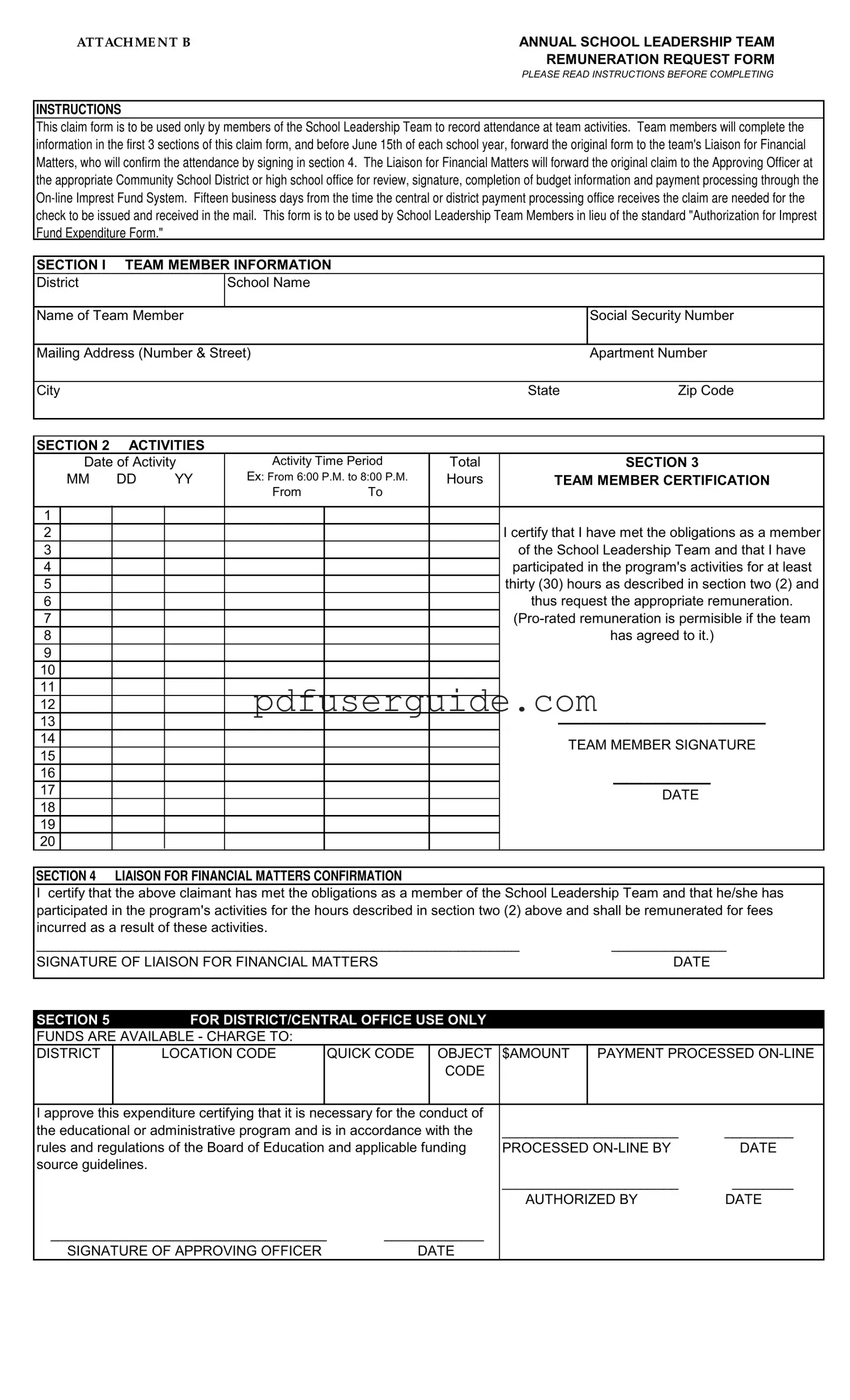 Free Annual School Leadership Team Form in PDF
