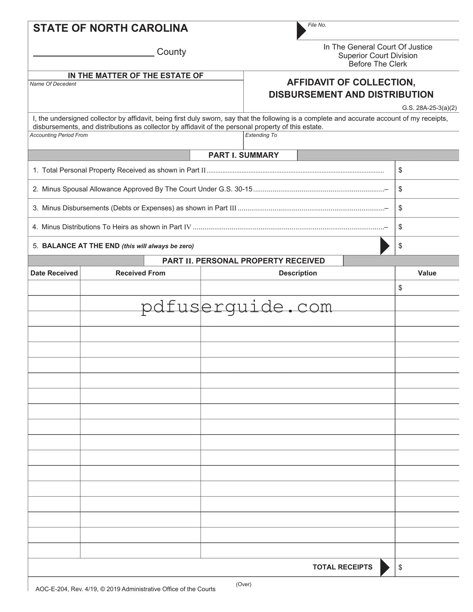 Free Aoc E 204 Form in PDF