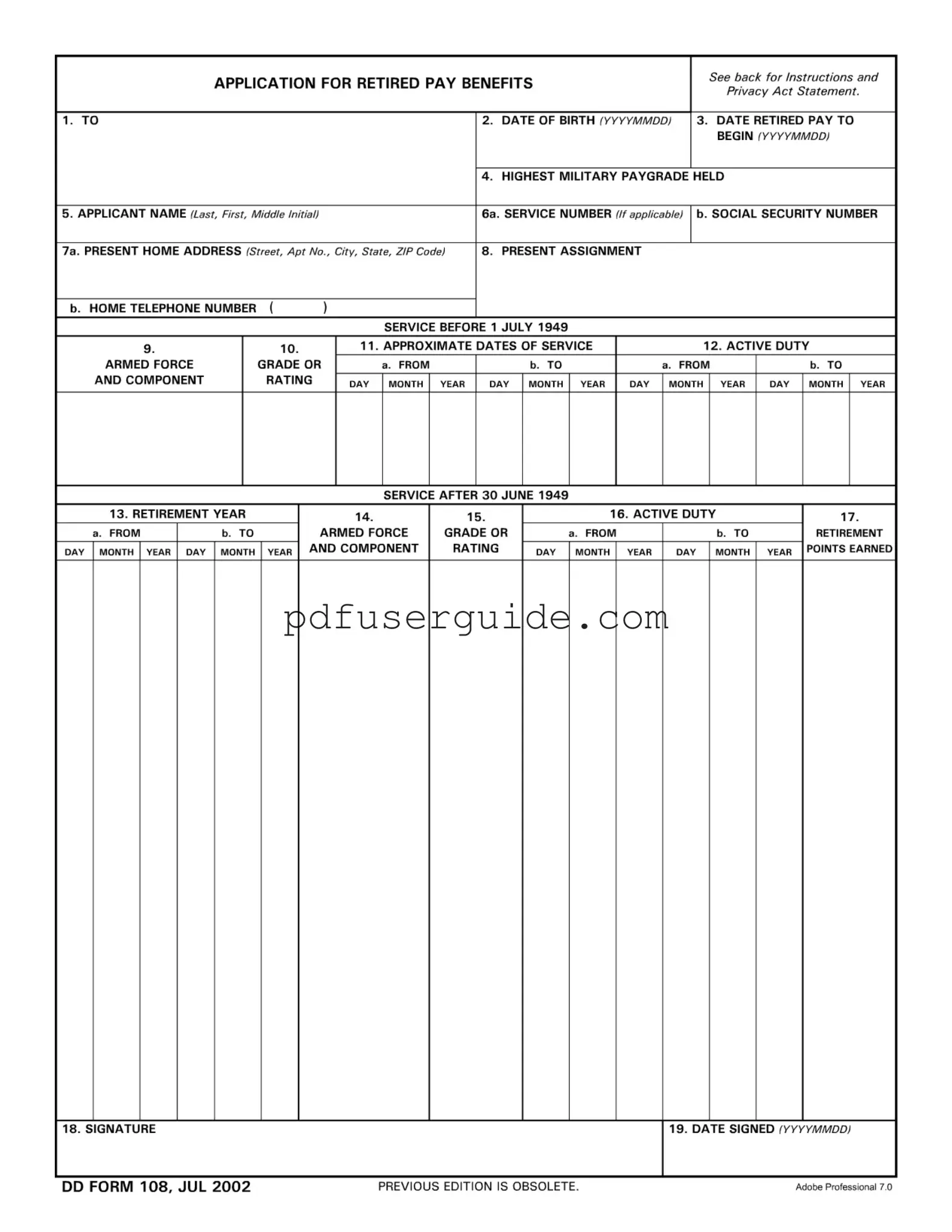 Free Dd 108 Form in PDF
