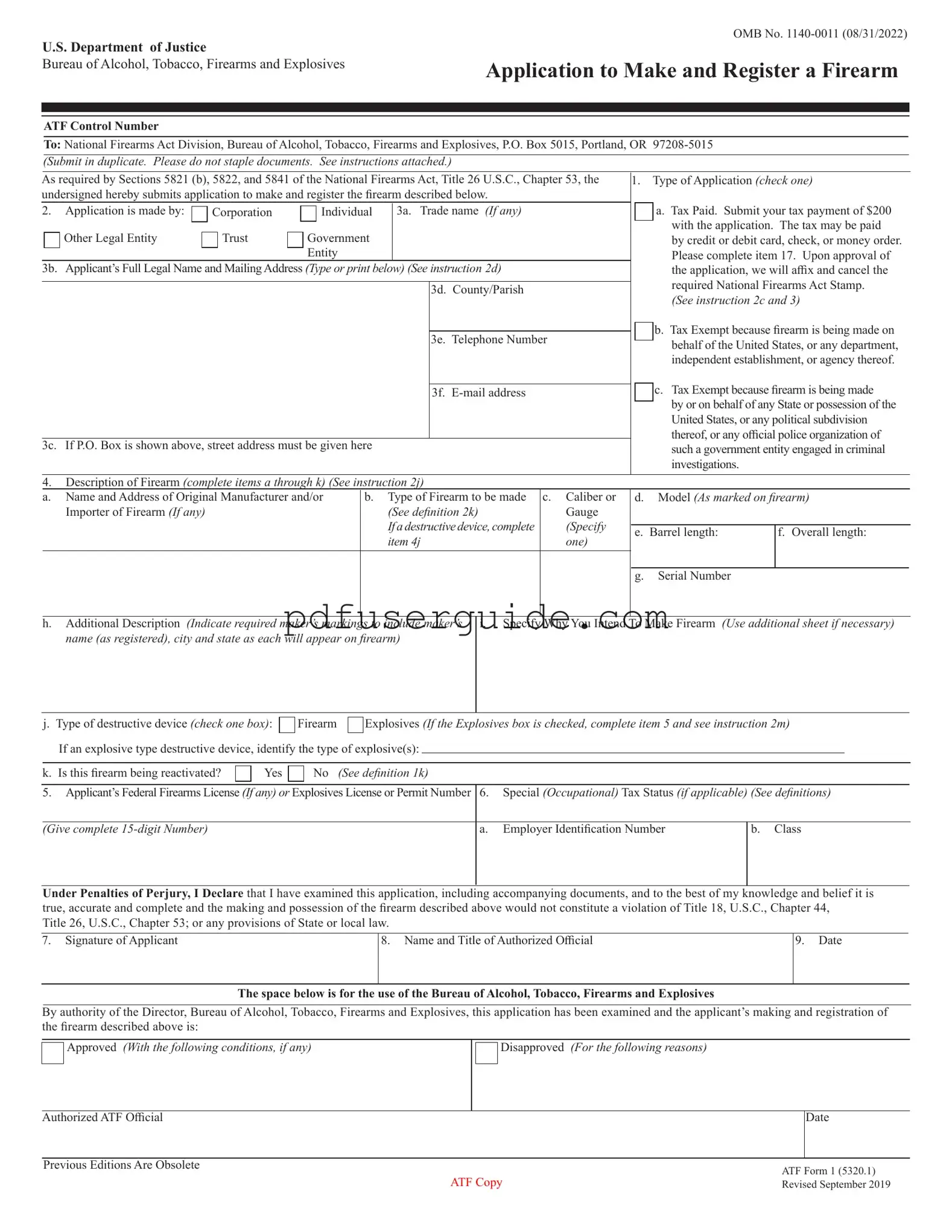 Free Atf 1 Form in PDF