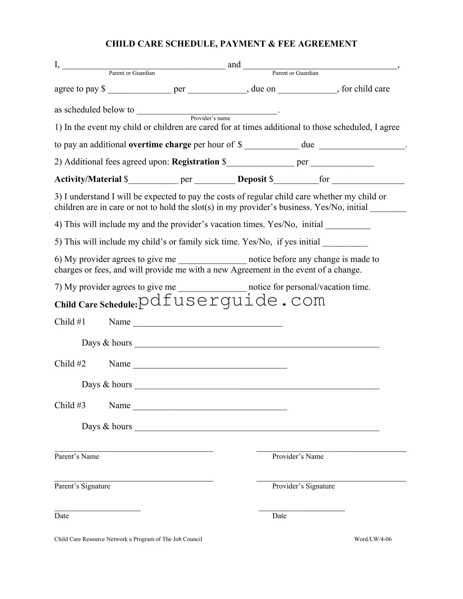 Free Babysitting Contract Sample Form in PDF