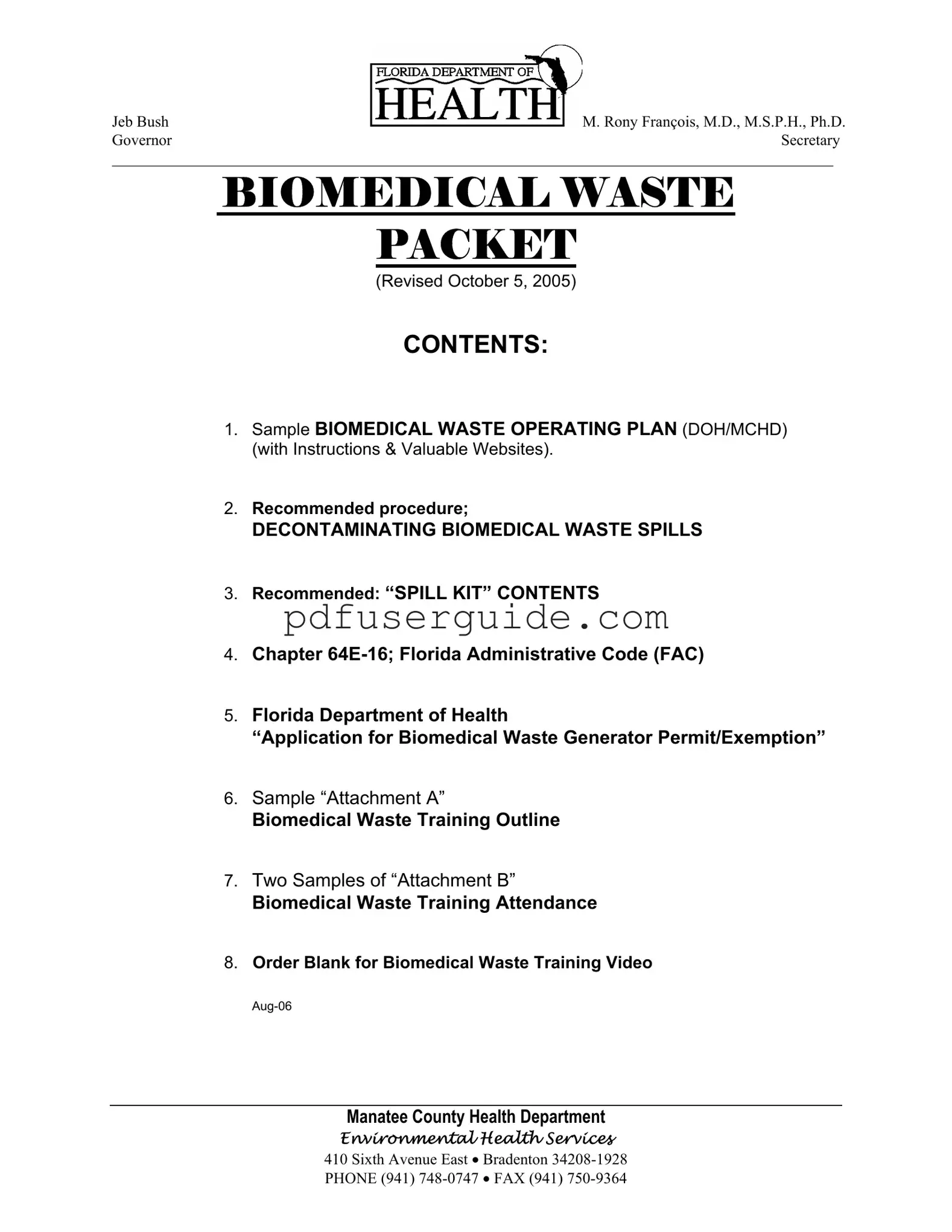 Free Biomedical Waste Operating Plan Form in PDF