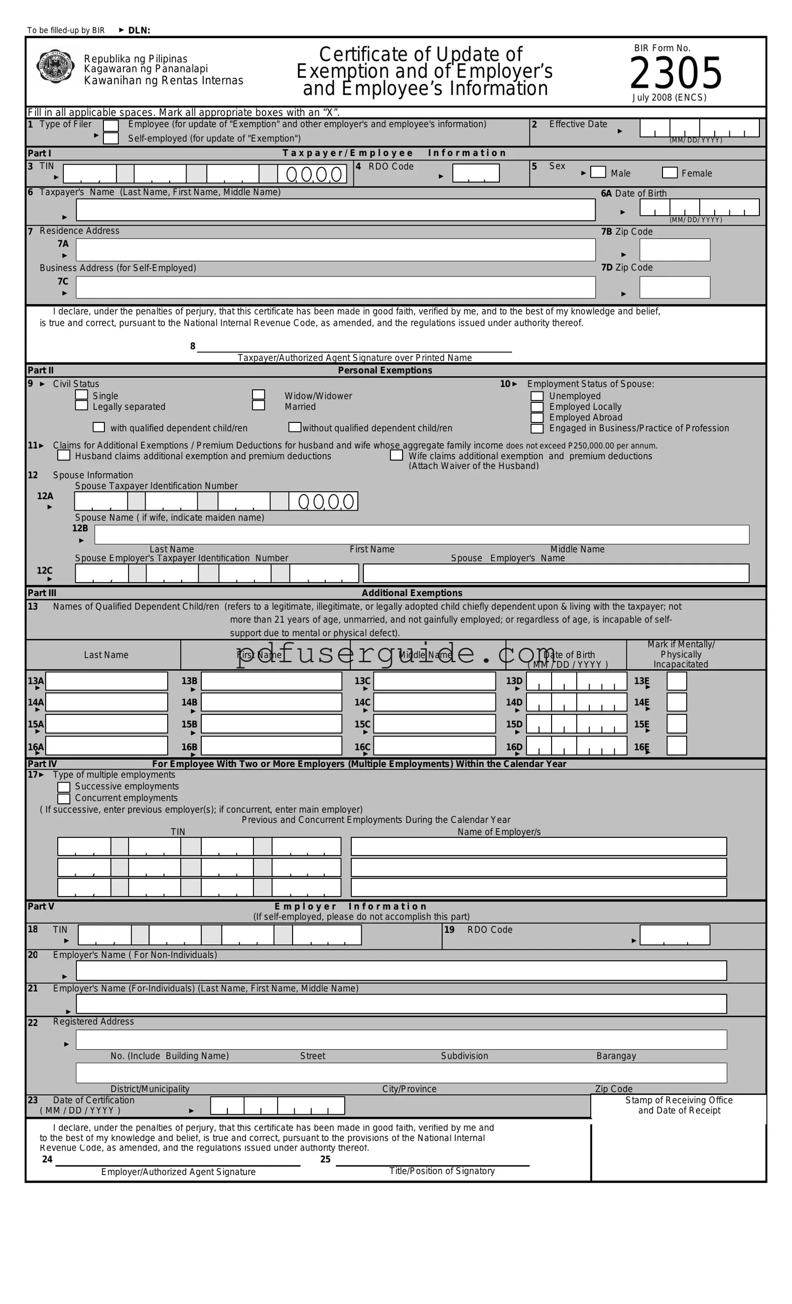 Free Bir 2305 Form in PDF