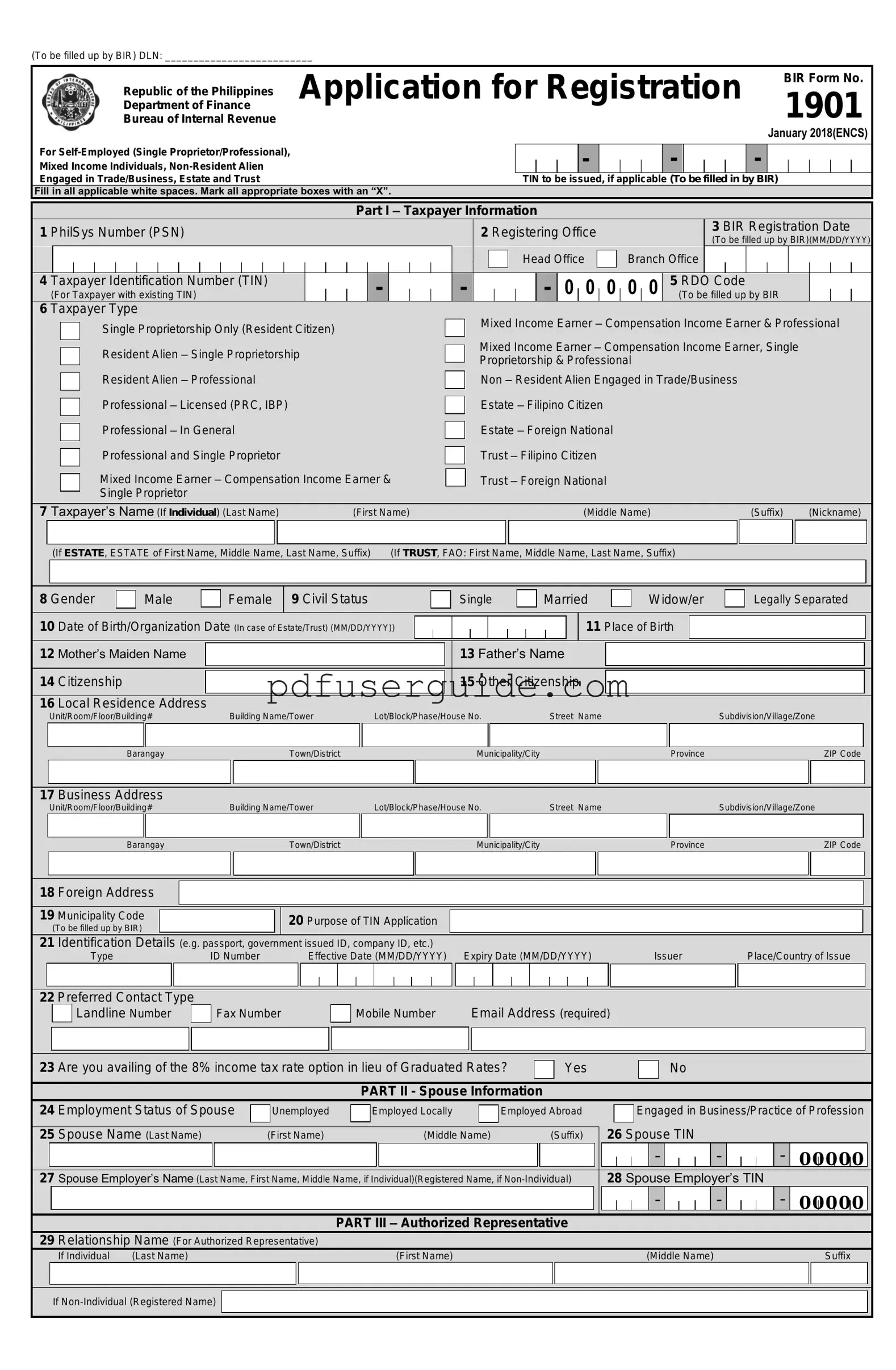 Free Bir Form in PDF