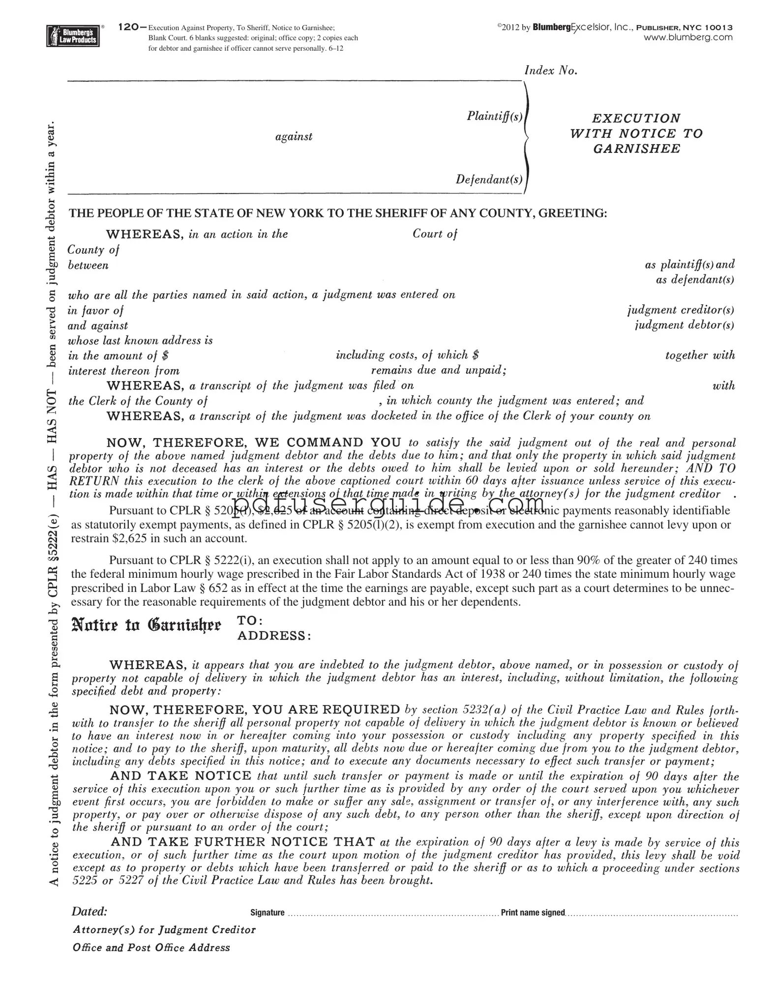 Free Blumberg 120 Form in PDF