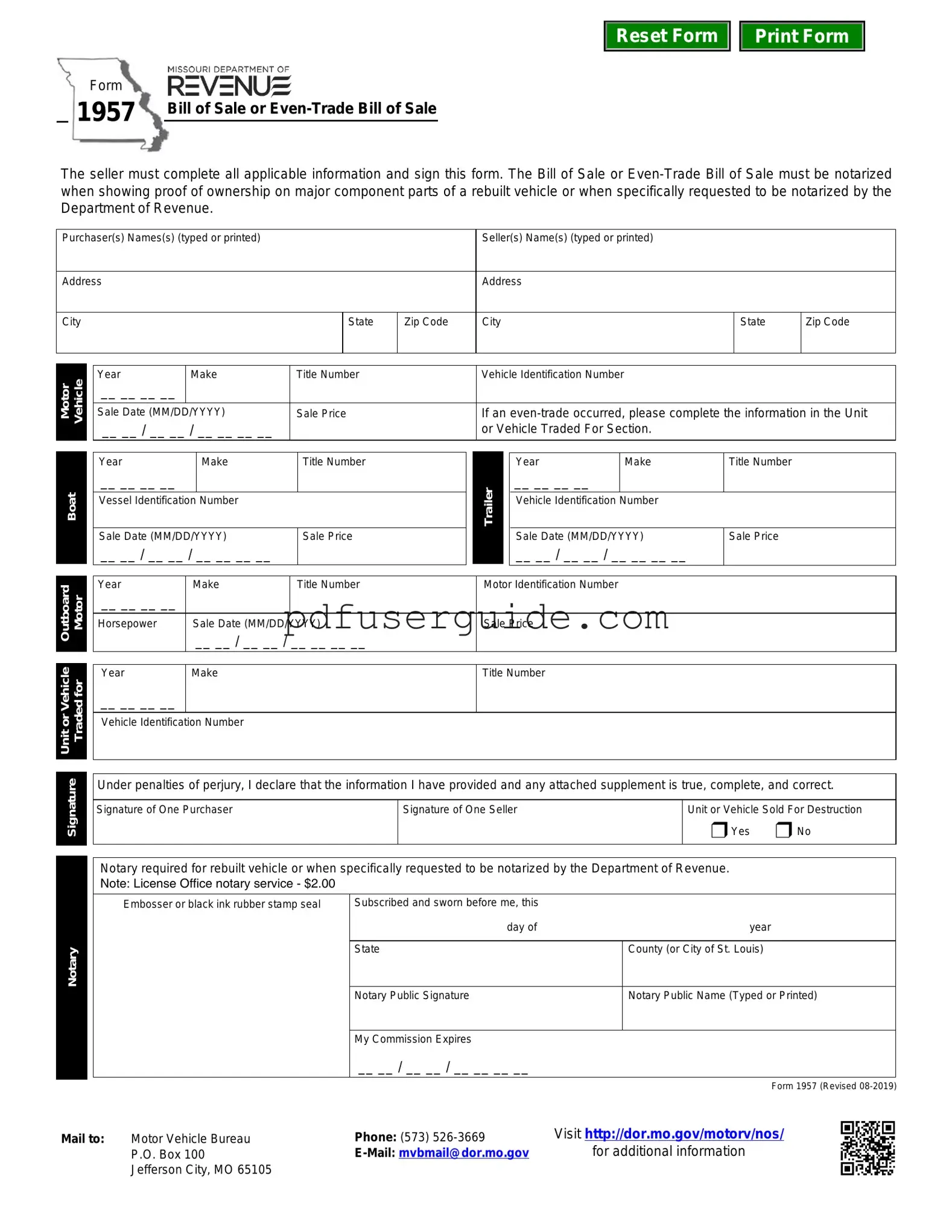 Free BOS Form in PDF