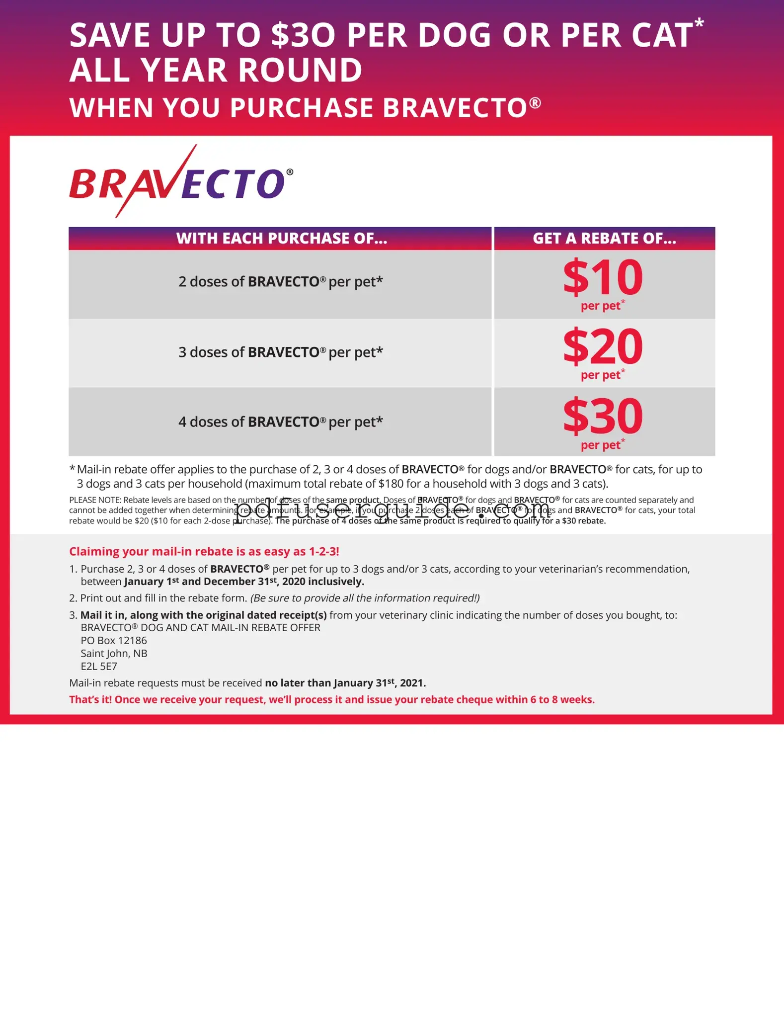 Free Bravecto rebate form Form in PDF