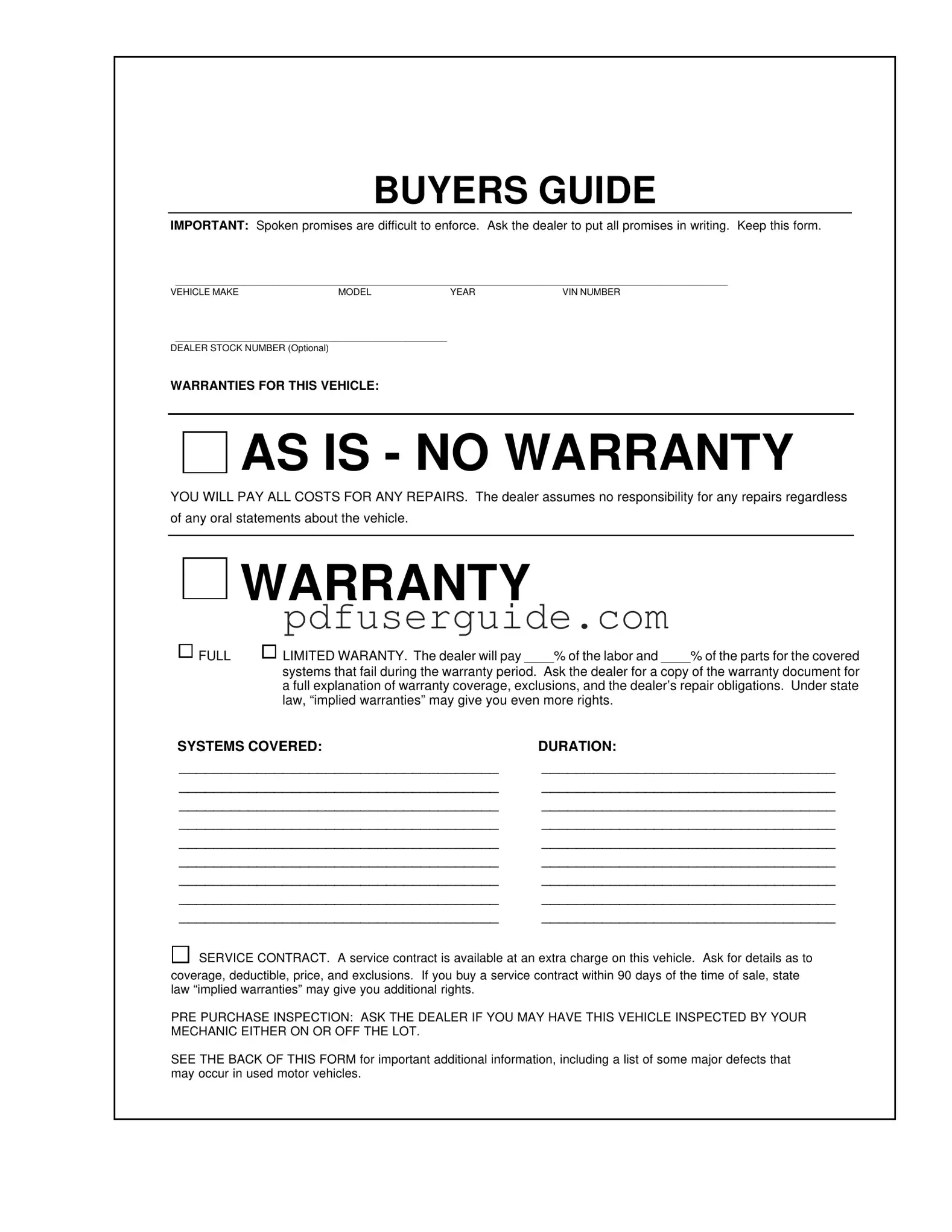 Free Buyers Guide Form in PDF