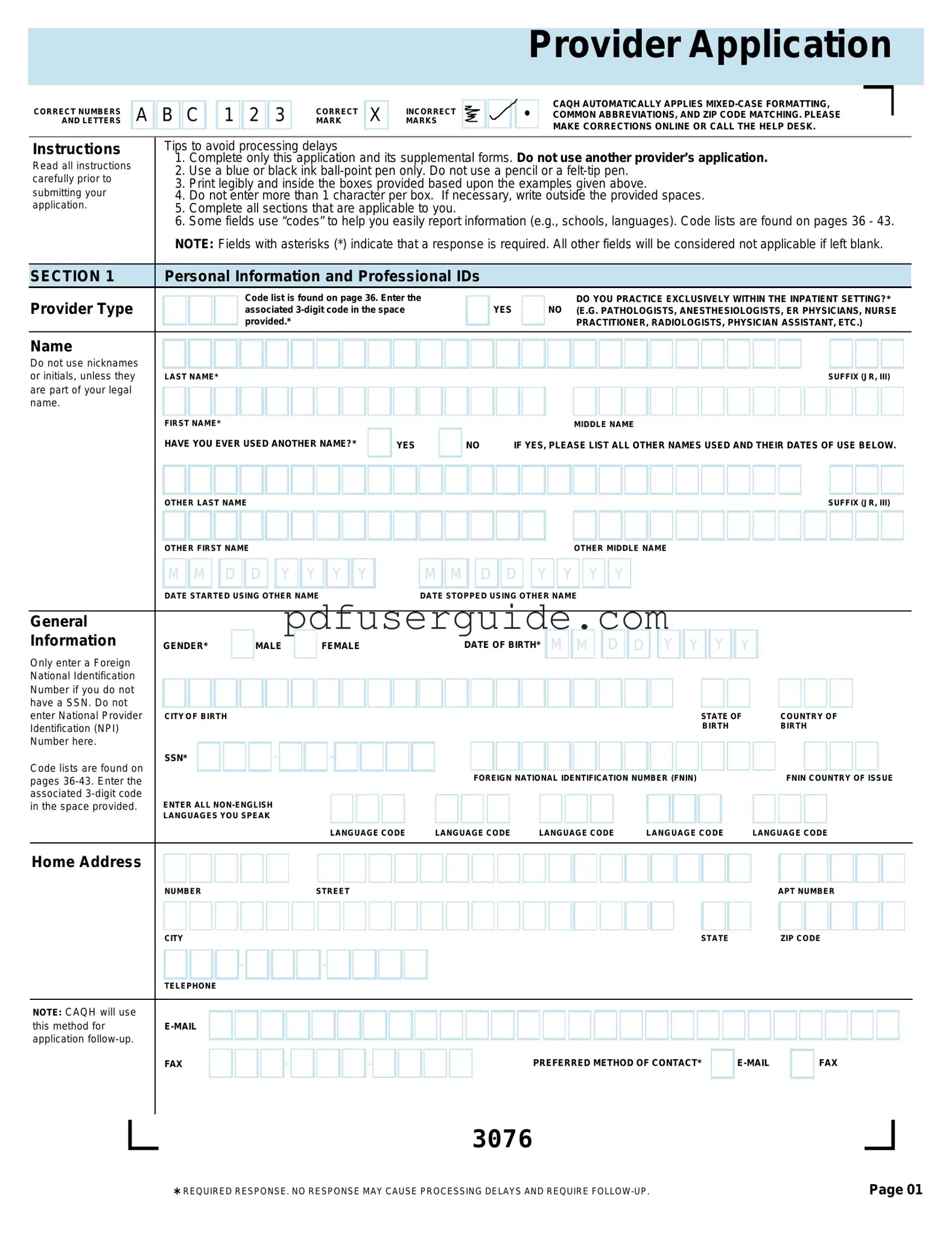 Free Caqh Provider Application Form in PDF