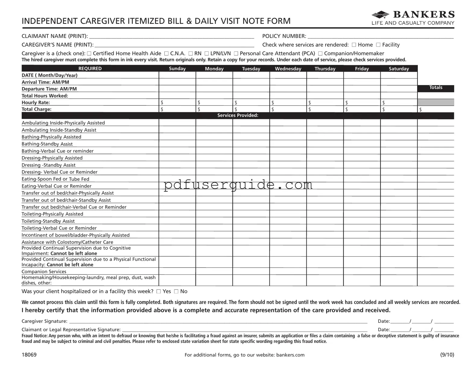 Free Caregiver Daily Log Form in PDF