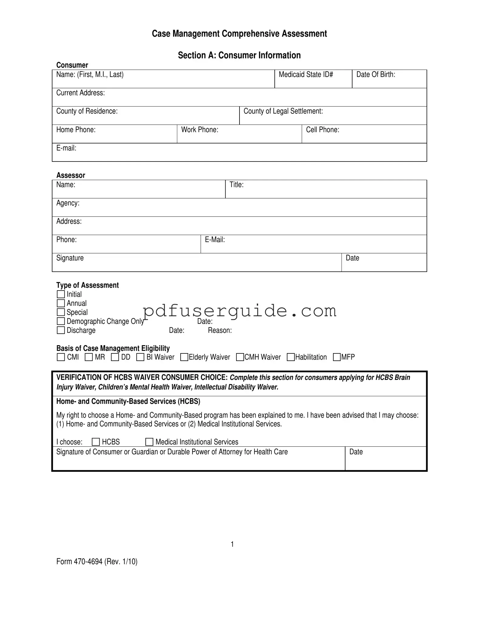 Free Case Management Assessment Form in PDF