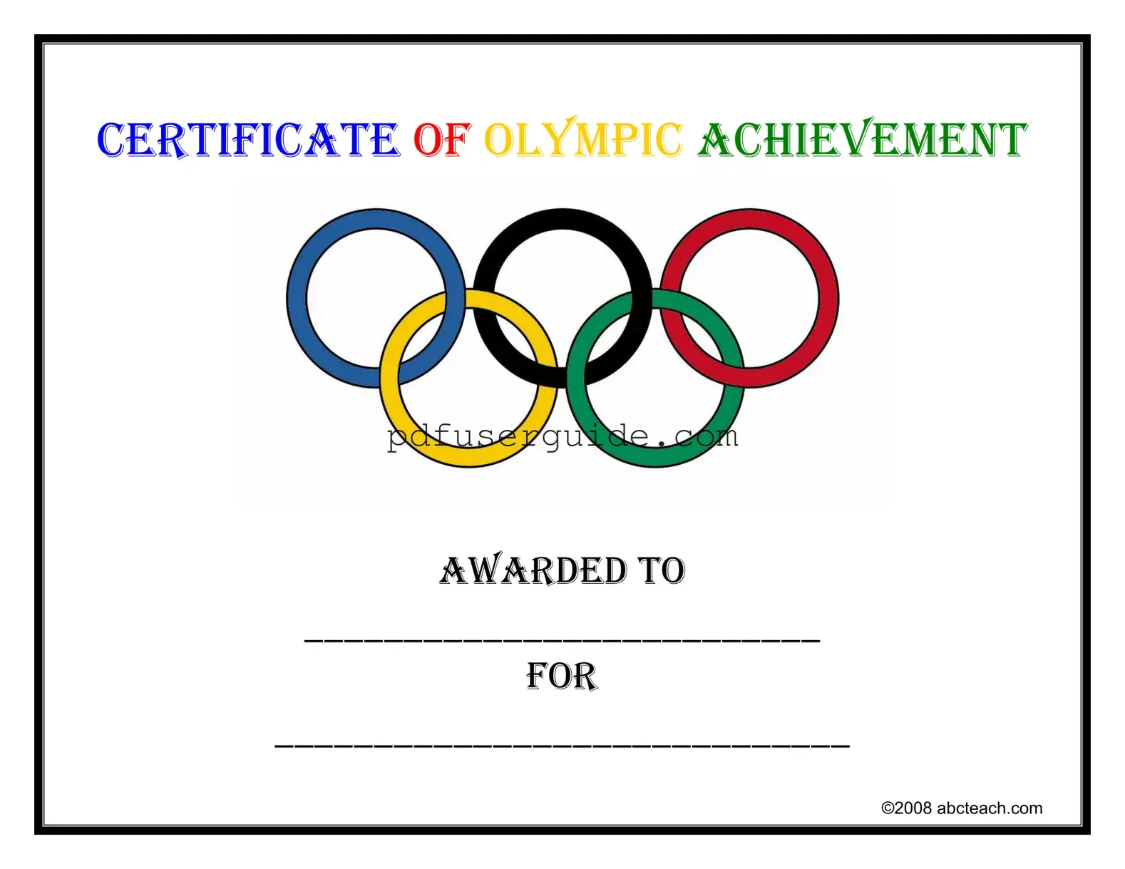 Free Certificate Olympic Form in PDF