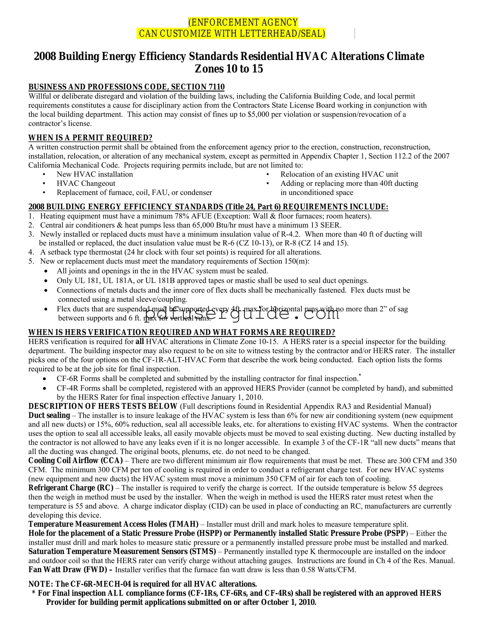 Free Cf 1R Alt Hvac Form in PDF