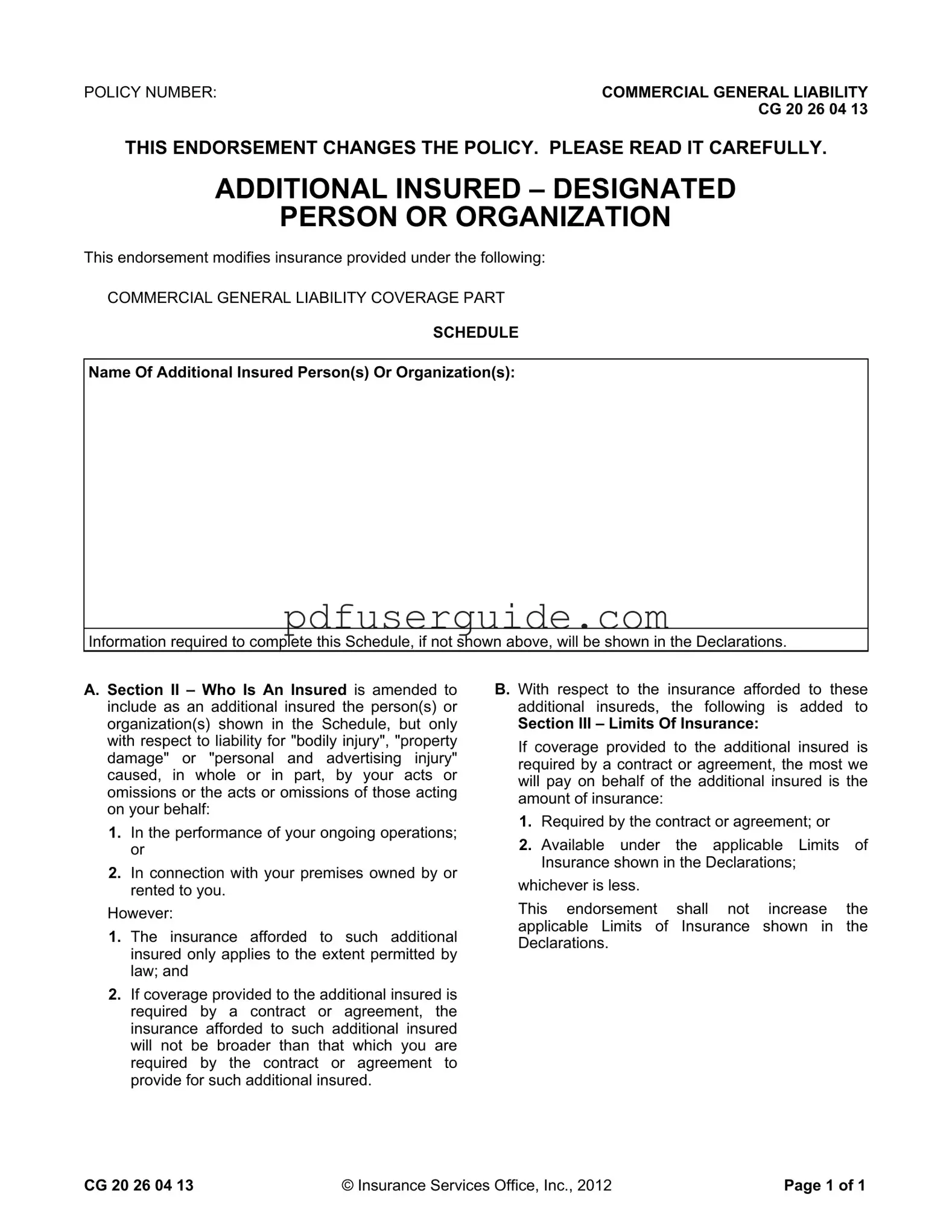 Free Cg 20 26 04 13 Form in PDF