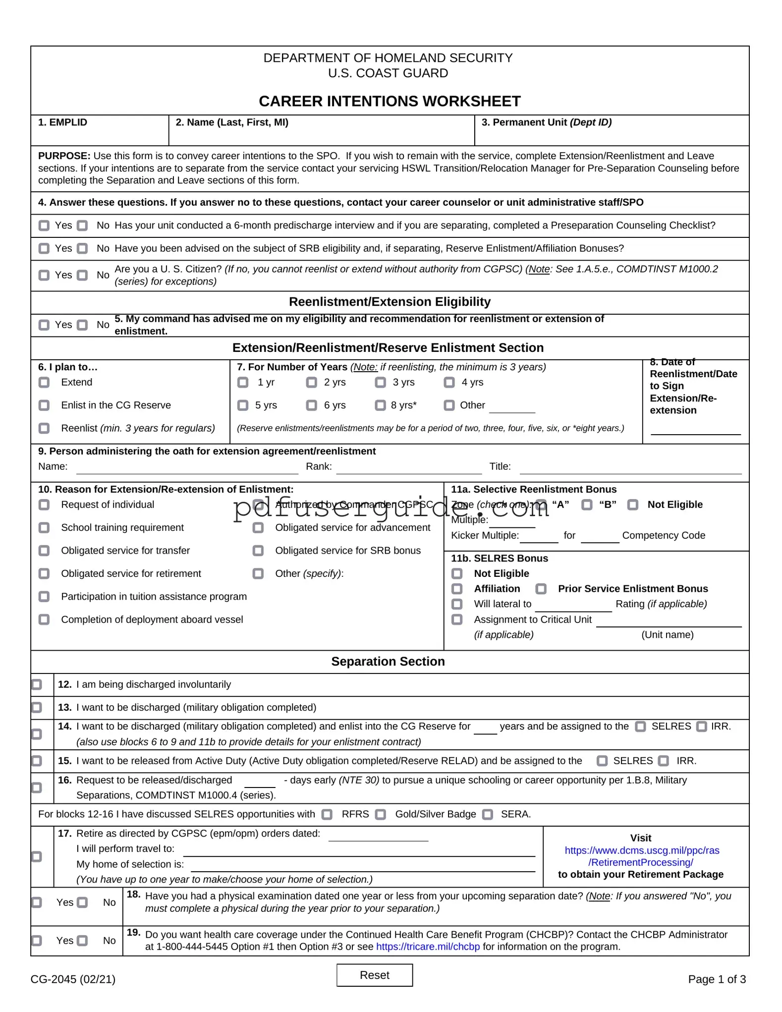 Free Cg 2045 Form in PDF