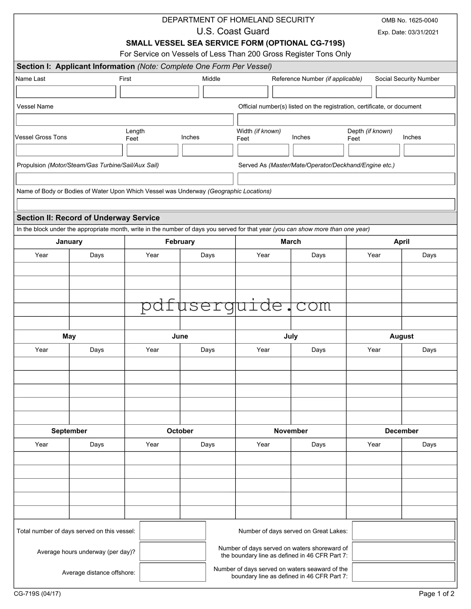 Free Cg 719S Form in PDF