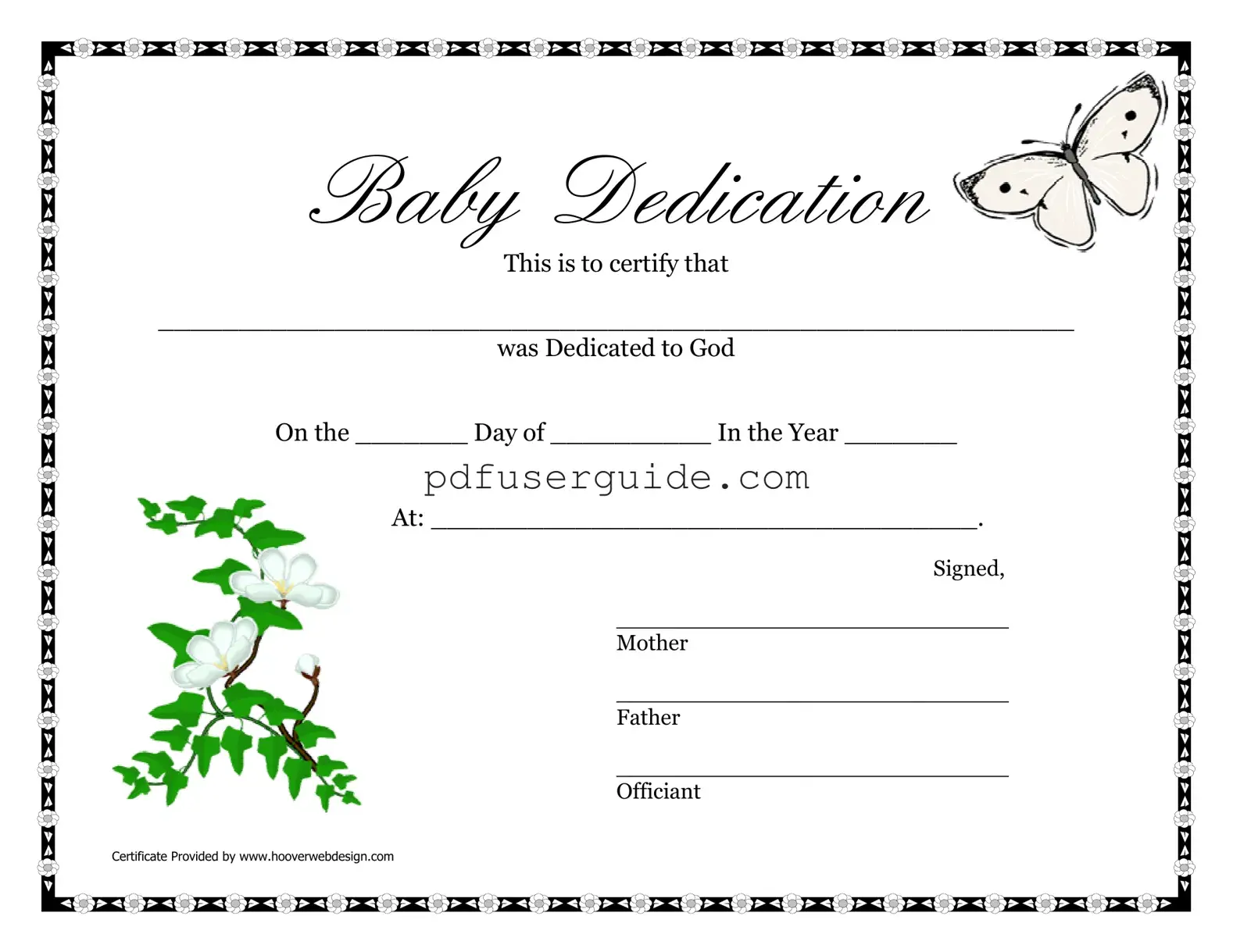 Free Child Dedication Certificate Form in PDF