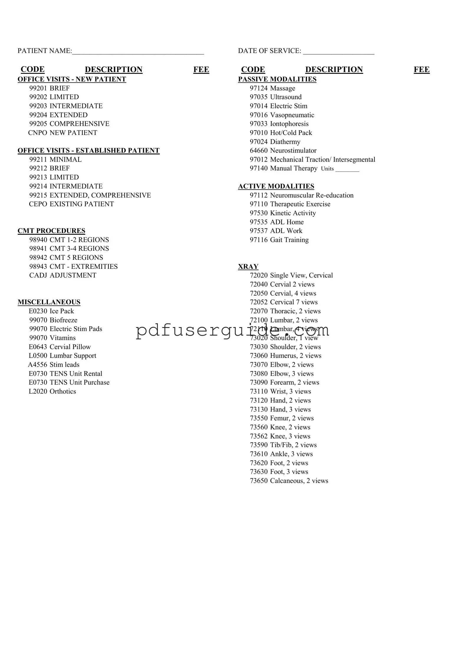 Free Chiropractic Superbill Form in PDF