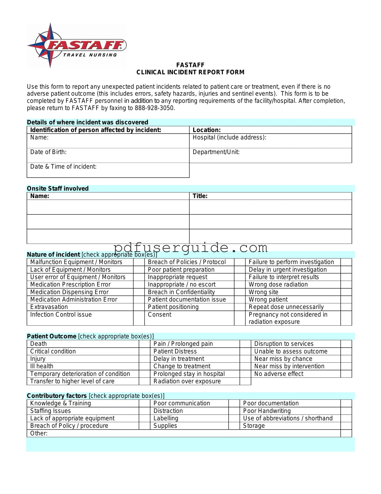 Free Clinical Incident Report Sample Form in PDF