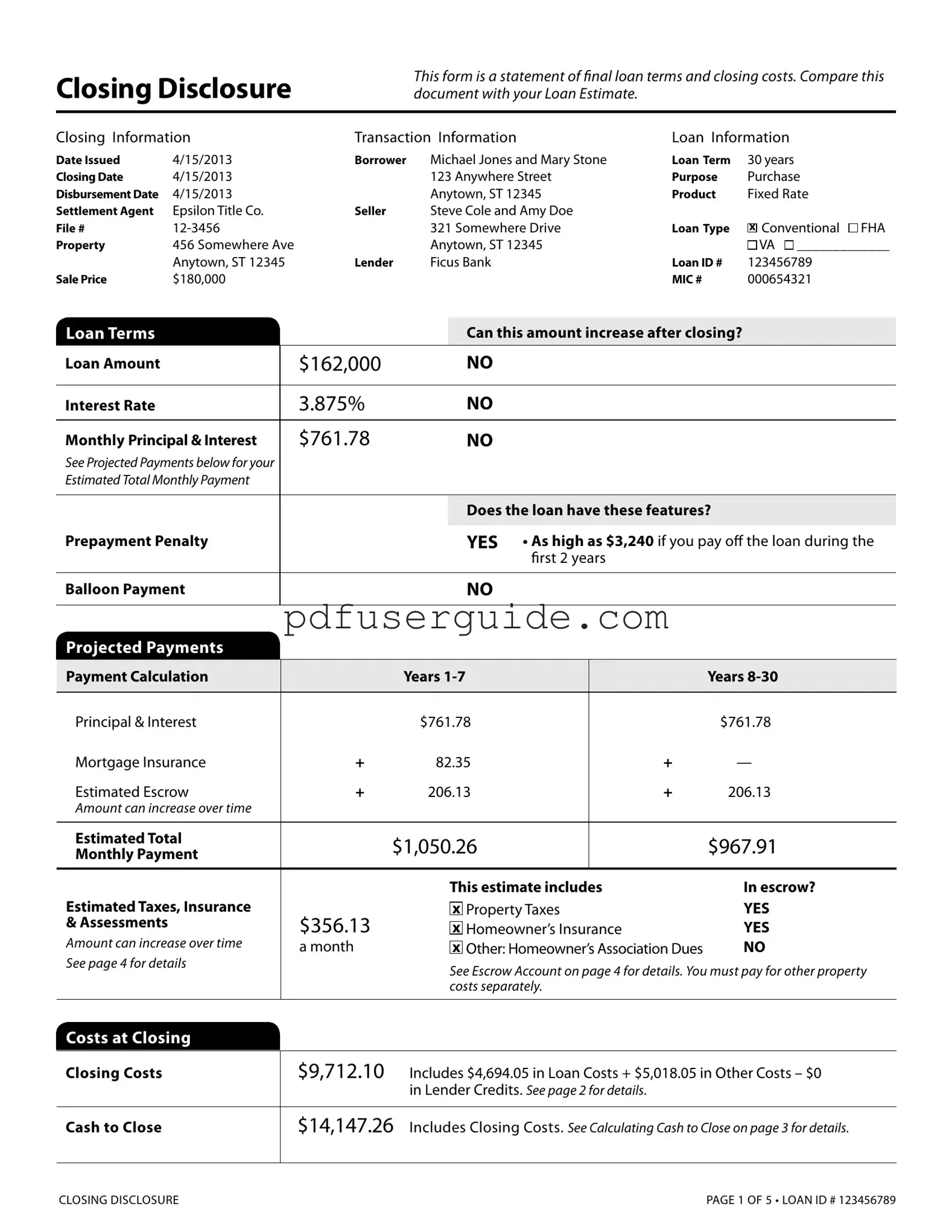 Free Closing Disclosure Form in PDF