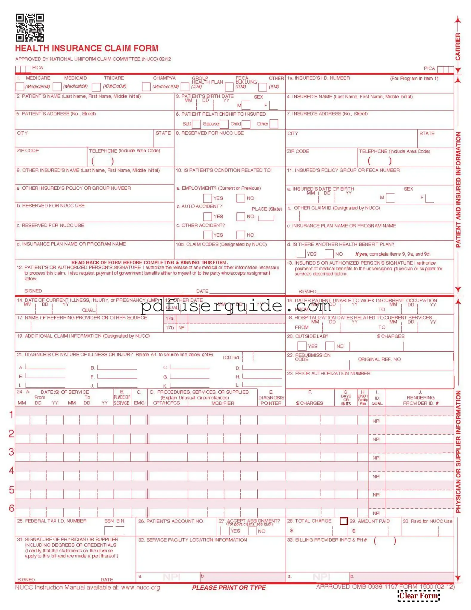 Free CMS 1500 Form in PDF