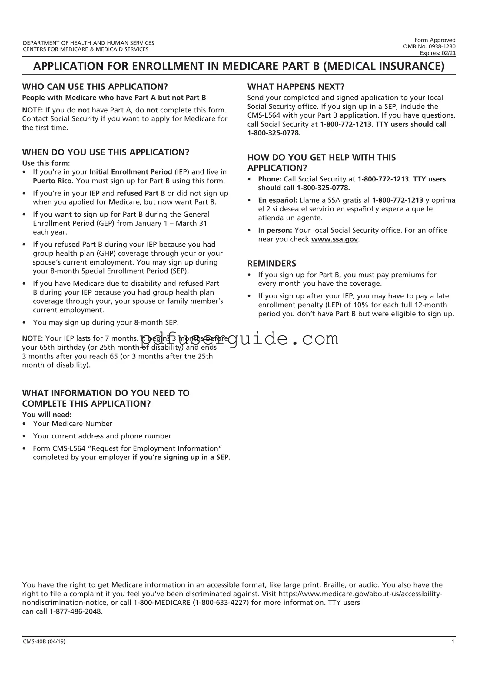 Free CMS-40B Form in PDF