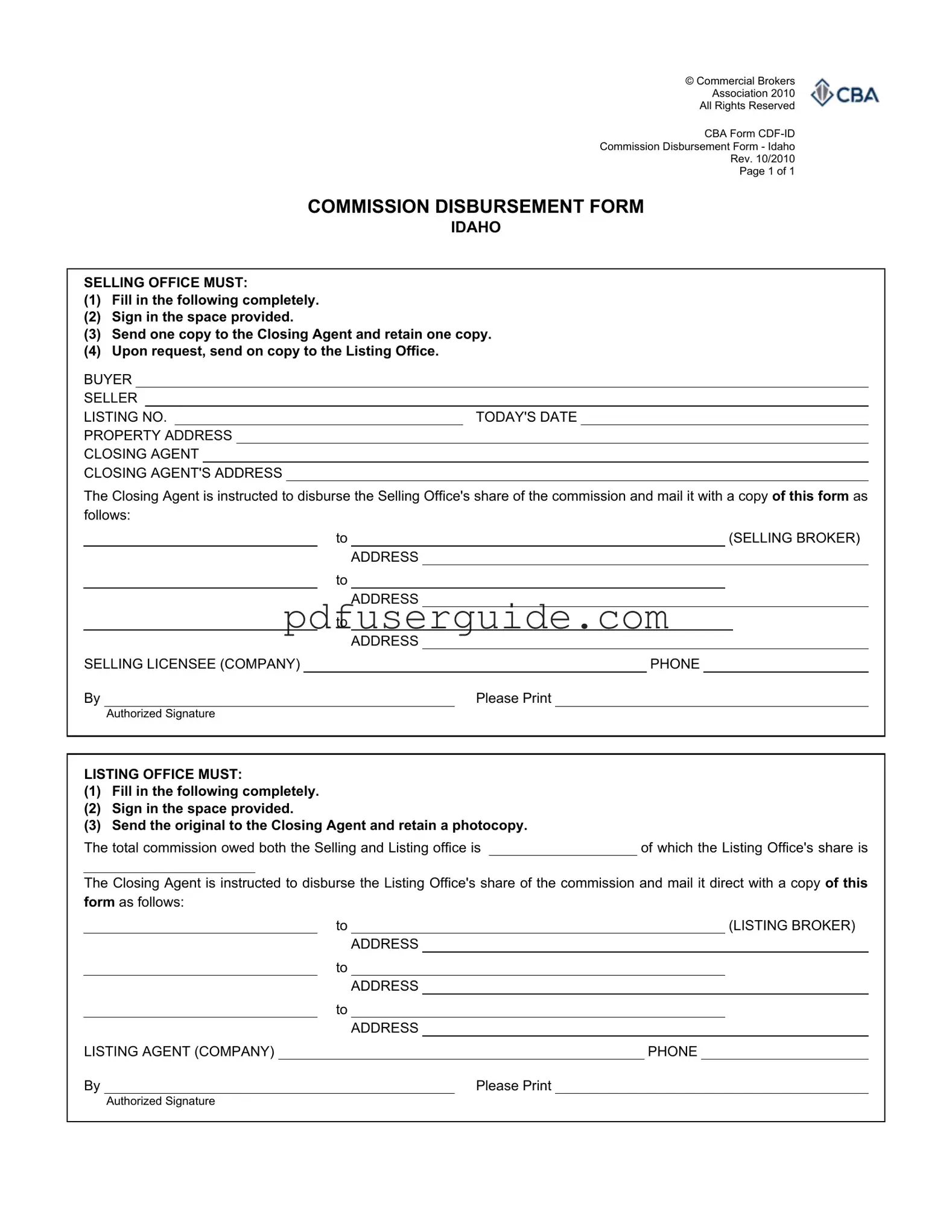 Free Commission Disbursement Form in PDF