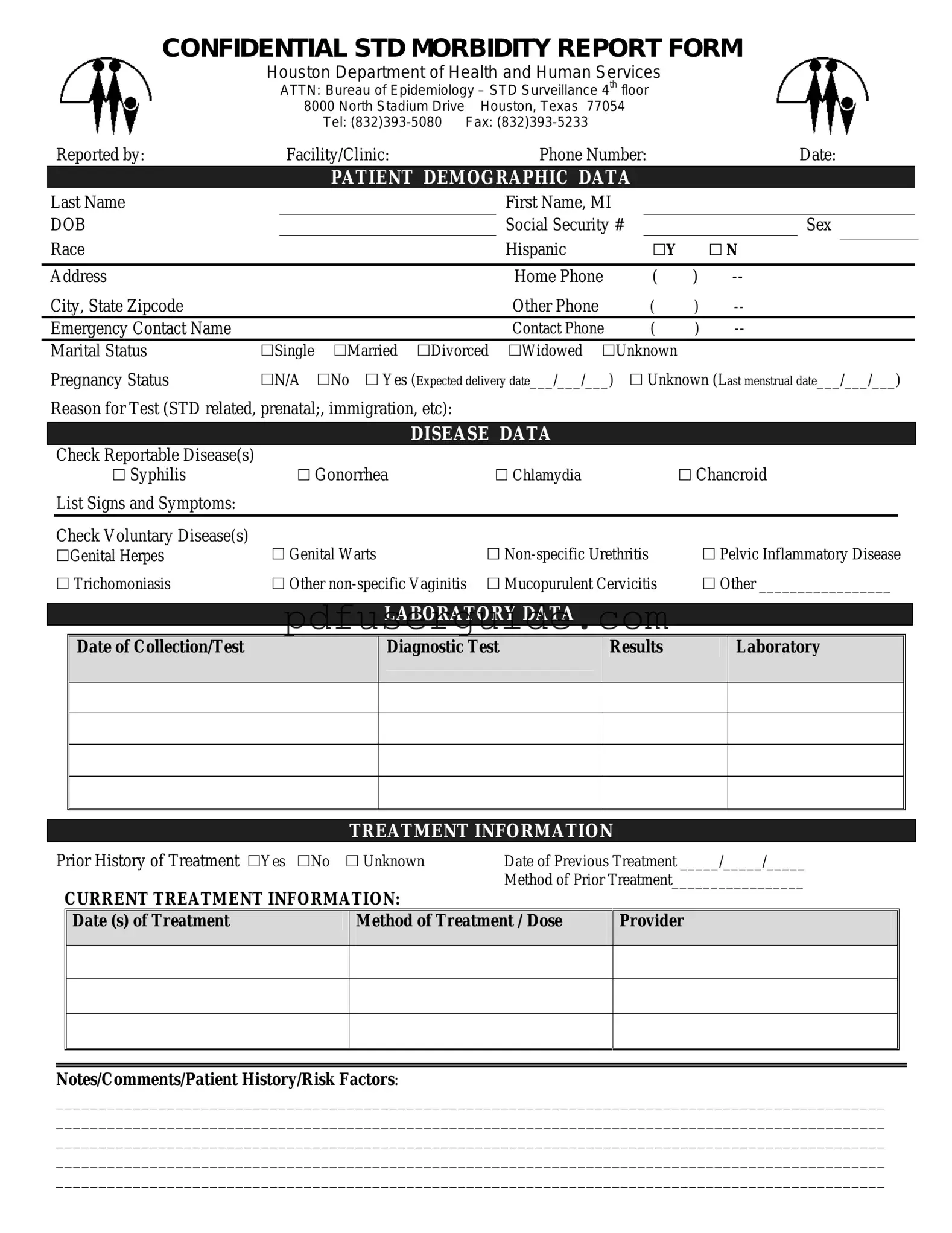 Free Confidential Std Morbidity Report Form in PDF