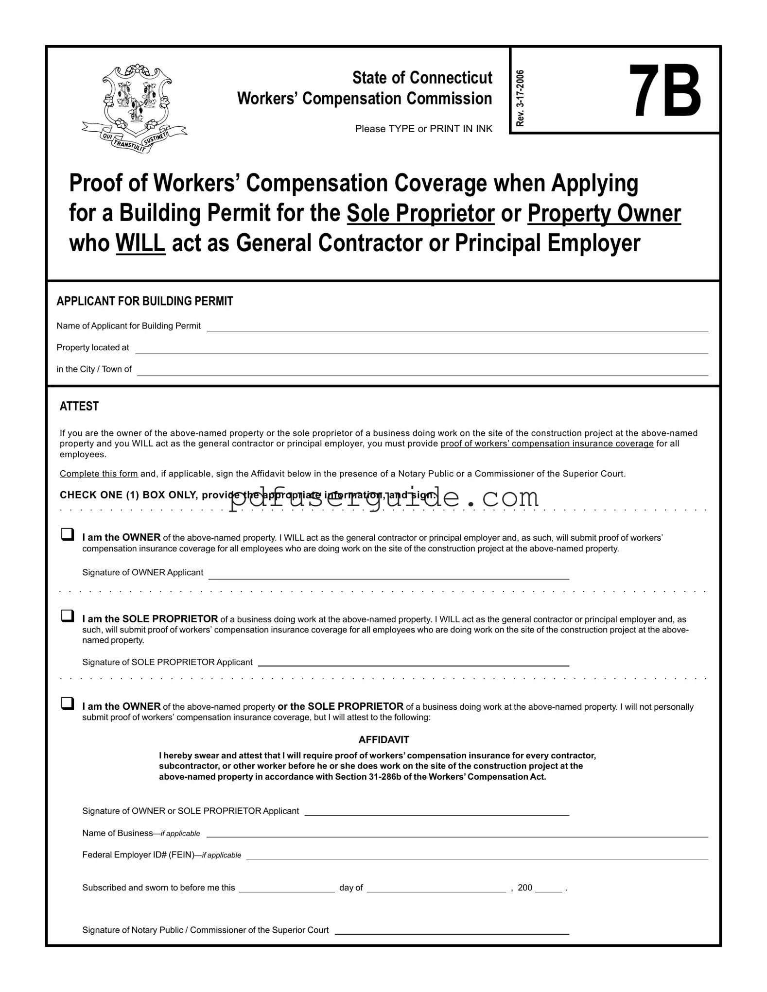 Free Connecticut 7B Form in PDF