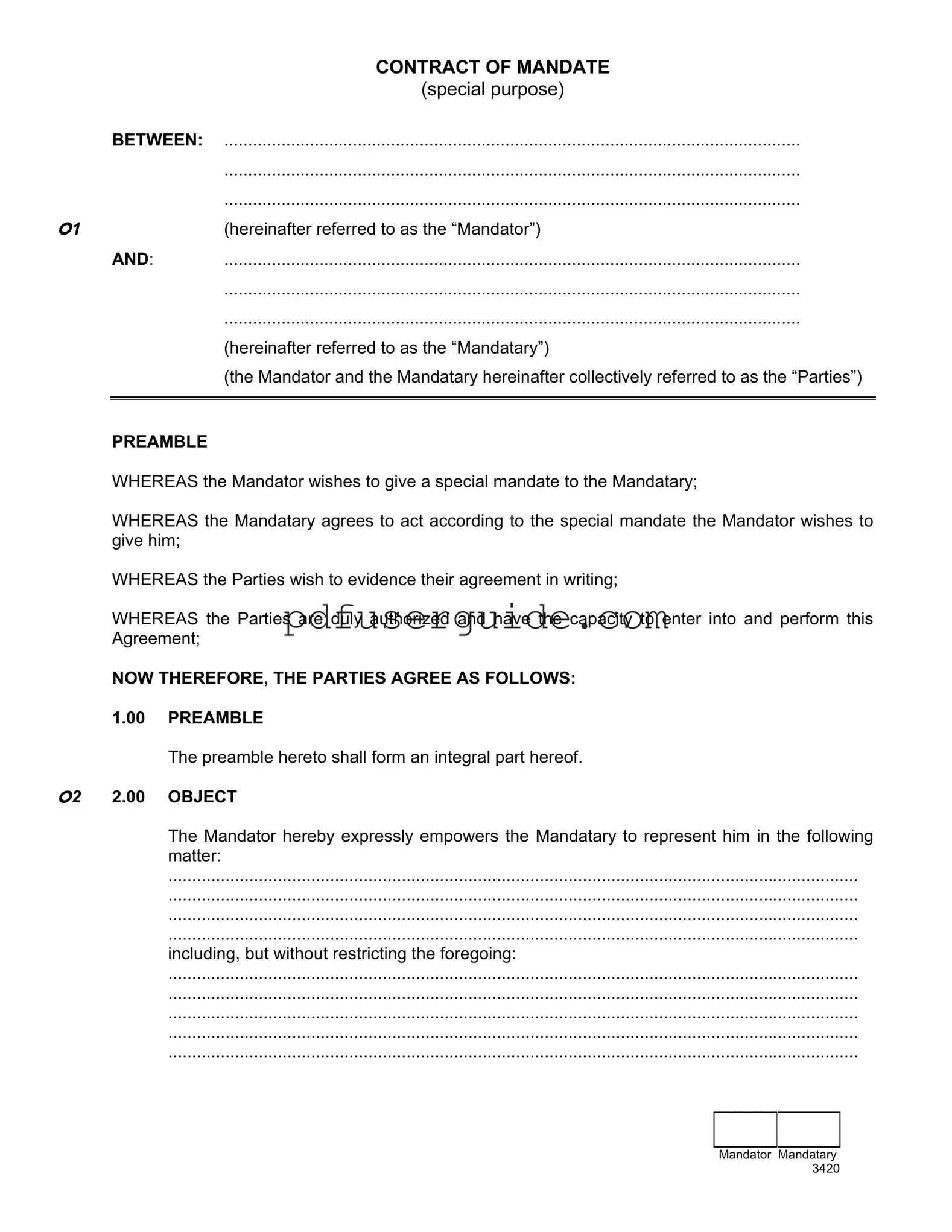 Free Contract Mandate Form in PDF