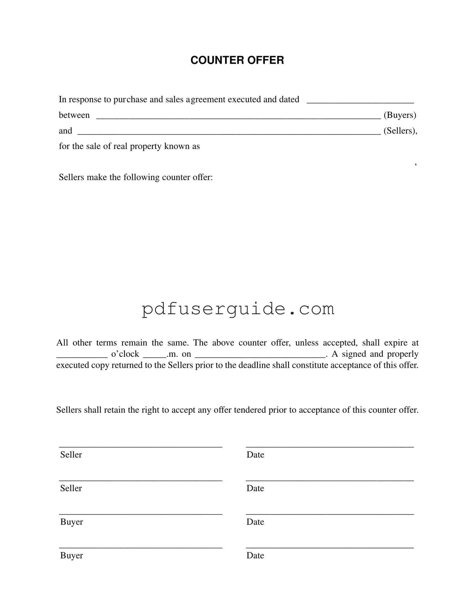 Free Counter Offer Form in PDF