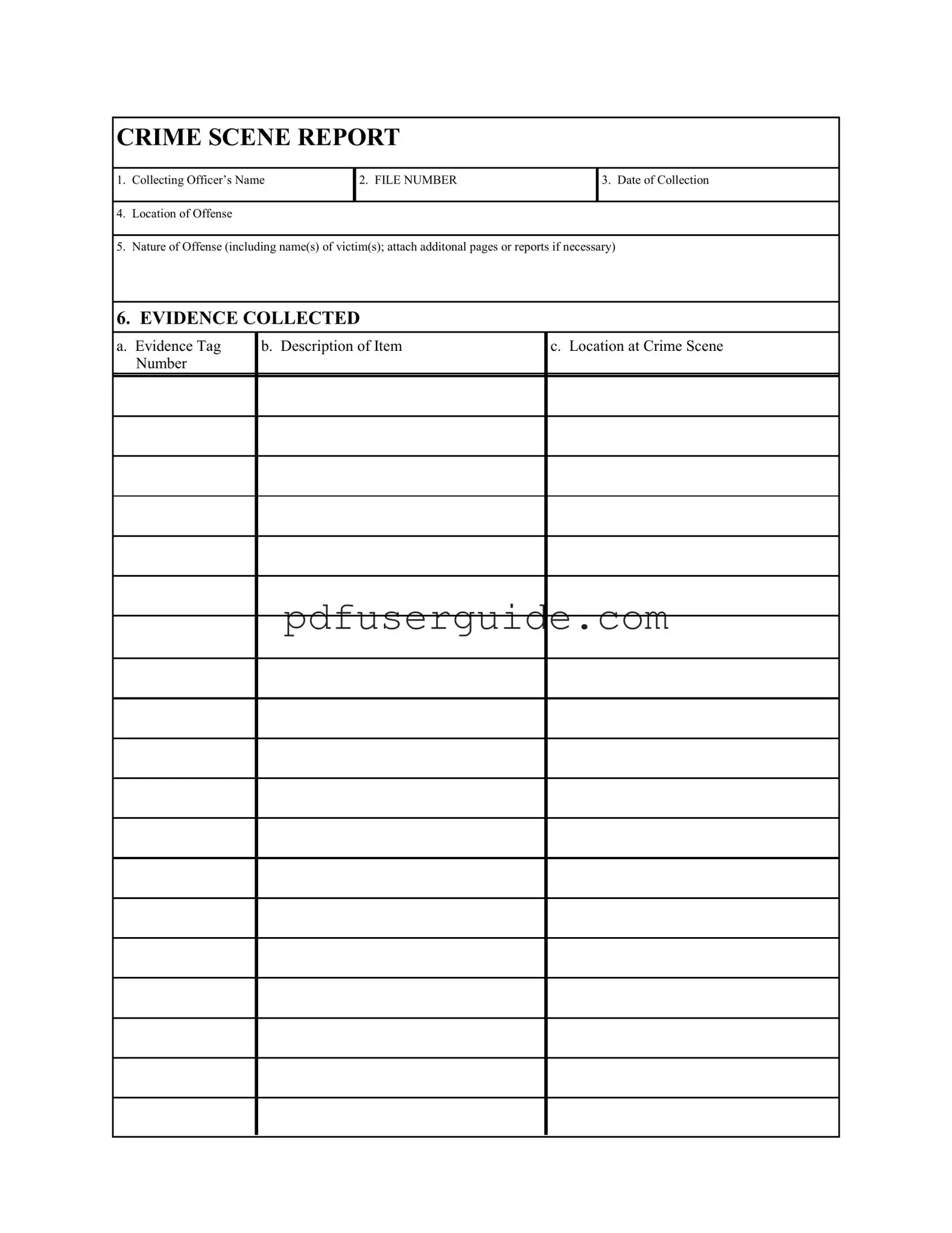 Free Crime Scene Report Form in PDF