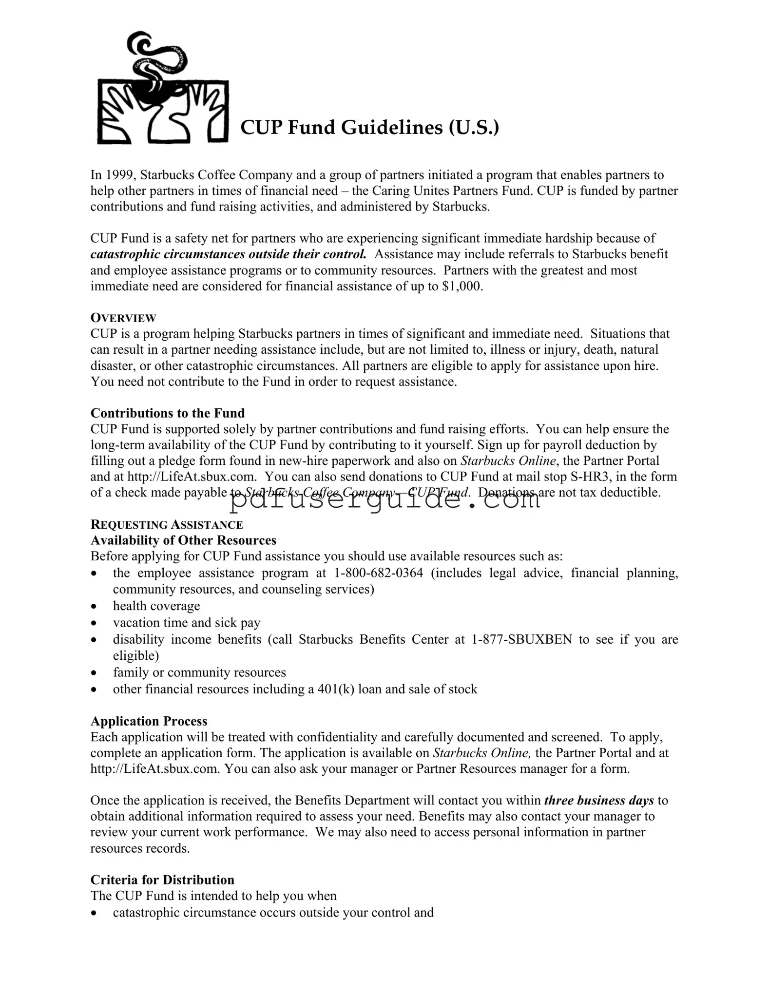Free Cup Fund Application Form in PDF