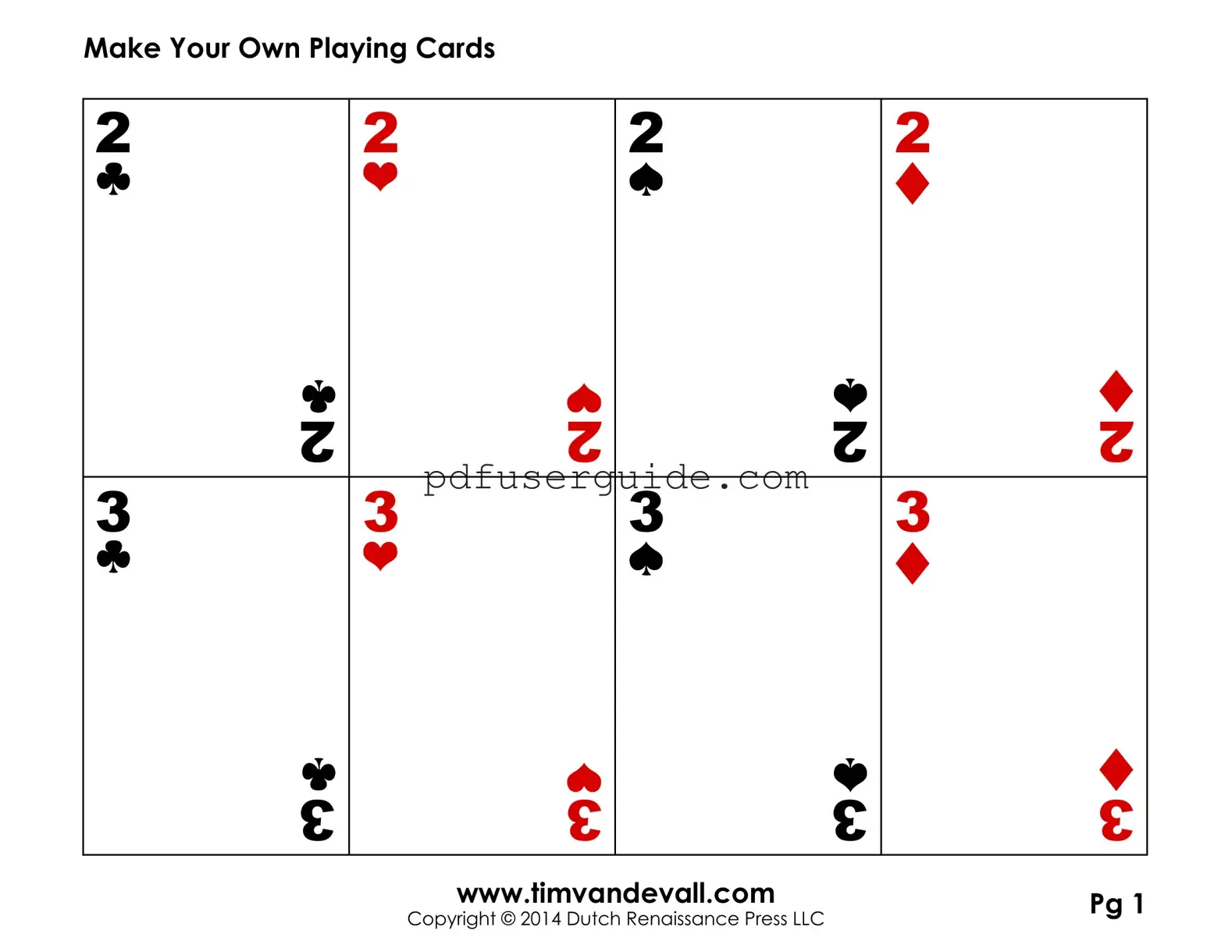 Free Custom Playing Cards Form in PDF